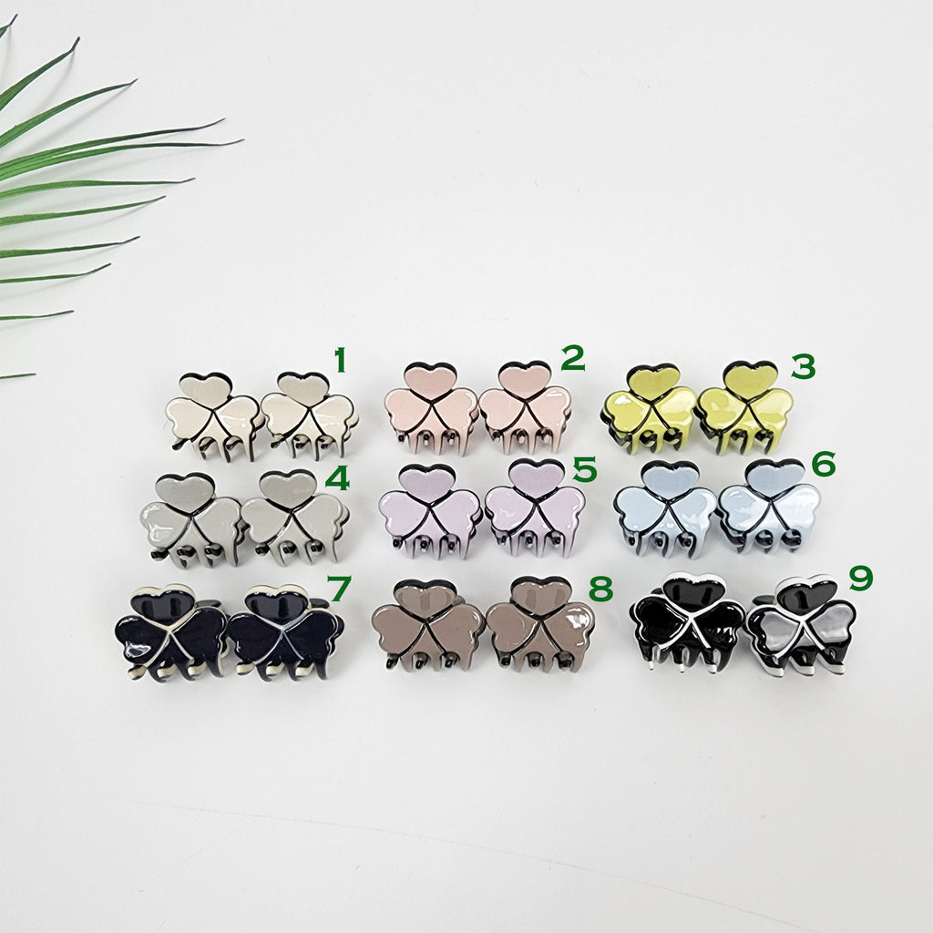 Three Leaf Hair Clip (2 pieces in 1 set) / Cute Mini French Pin / Hair Barrette for Woman / Small French Barrette for Girls