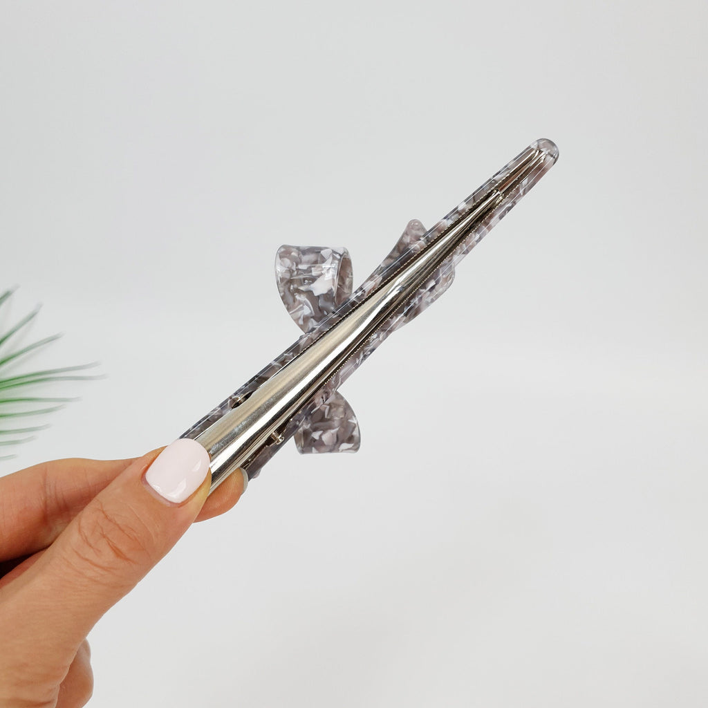 Double Ribbon Long Clip Hair Clip Claw / Luxurious Big French Hair Pin / Crocodile Hair Clip for Woman