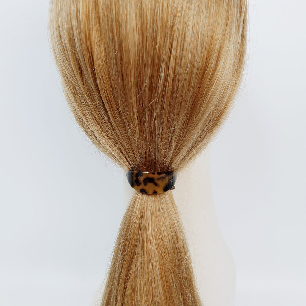 Leopard Pure Color Slim Oval Round Hair Tie / Simple Small Ponytail Holder / Hair Accessory for Woman / French Hair Pin