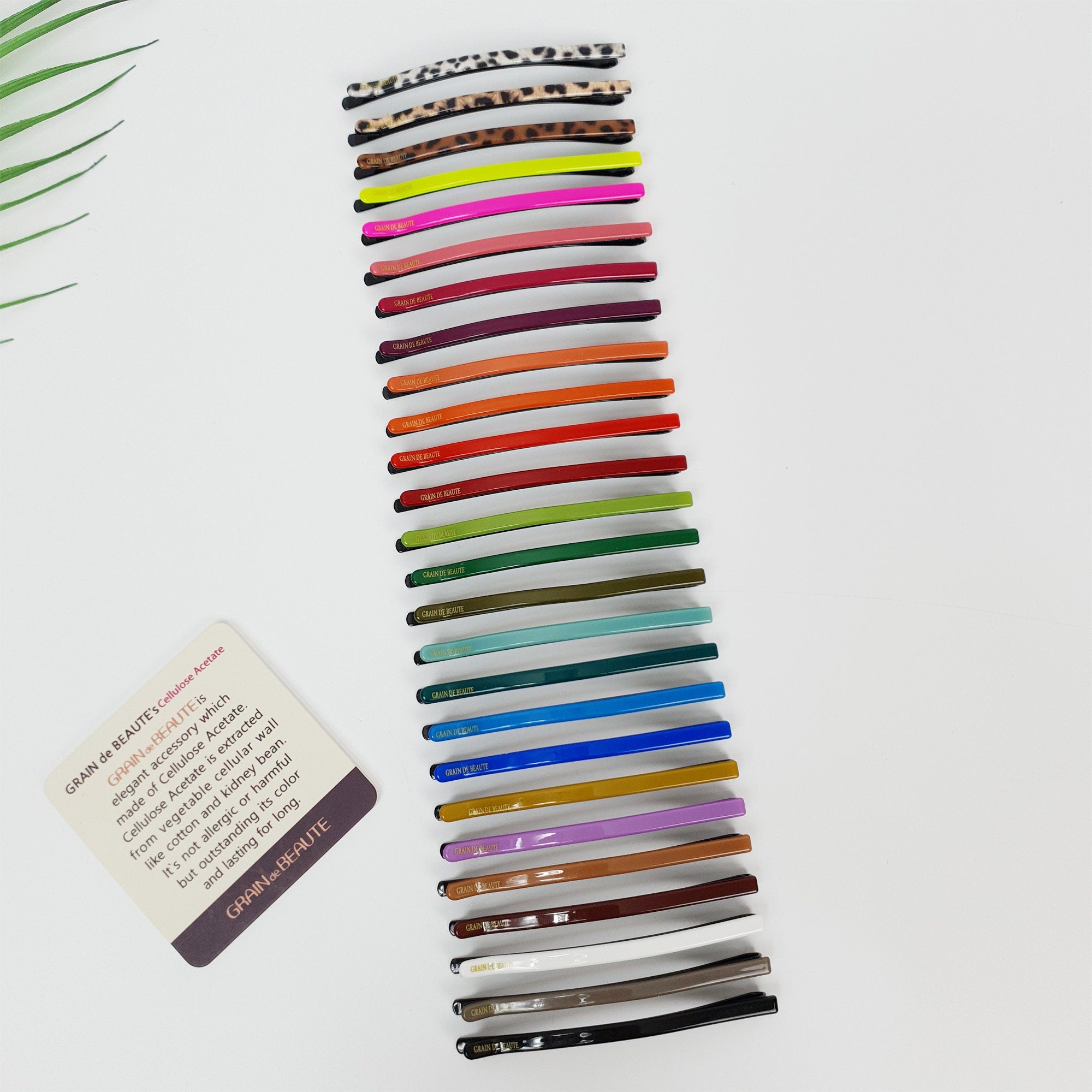 Cellulose acetate long bobby pin in vivid colors. 3.3 inch minimalist hair slide for bangs and side hair.