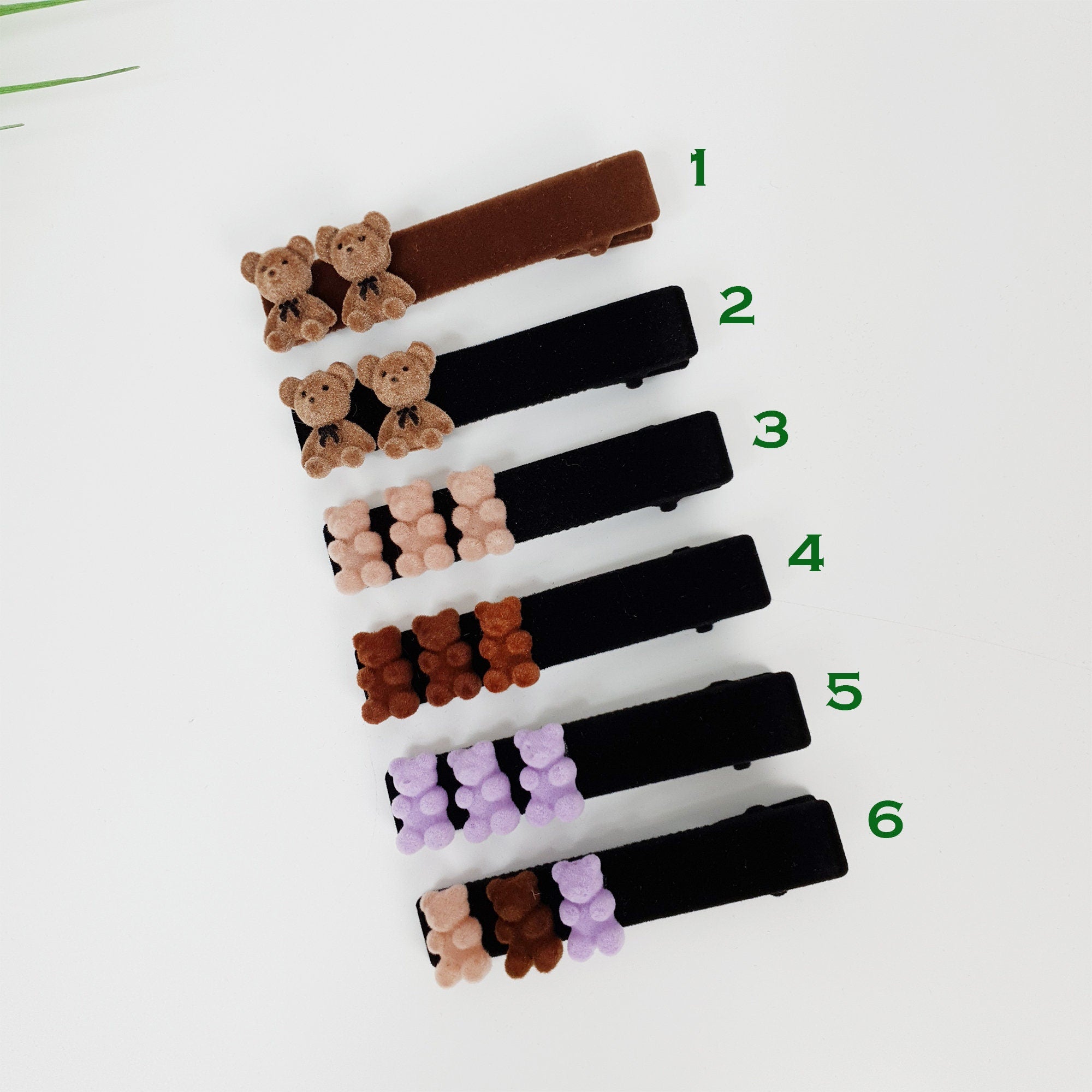 Black Brown Teddy Bear Alligator Hair Clip (3.1 Inch) / Cute Velvet Hair Clip / Crocodile Hair Clip for Woman