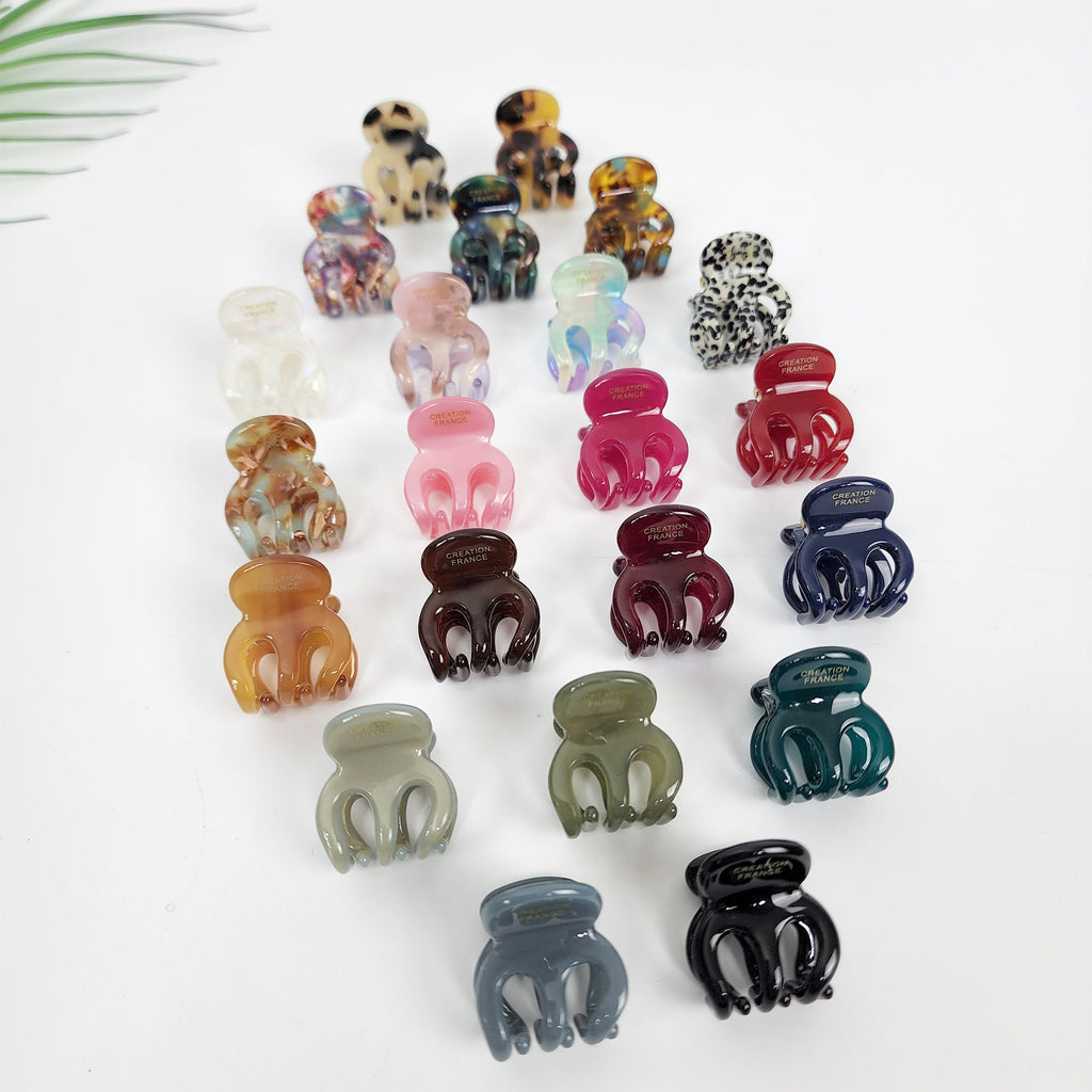 Cellulose Cutie Flower Hair Clips (1.2 Inch) / Cute Mini Hair Pin / Hair Accessory for Woman / Small Octopus Hair Clip