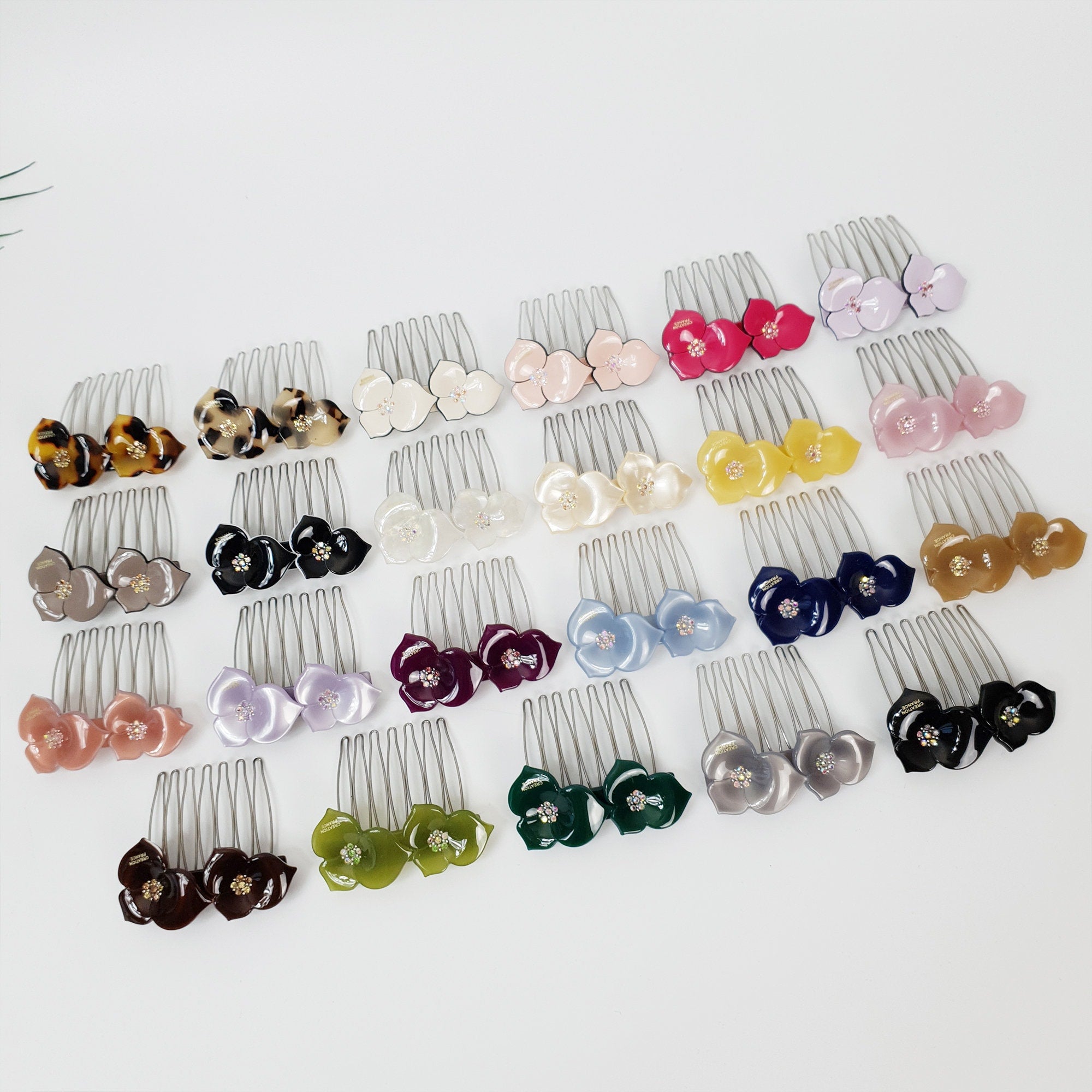 Blossom Nonslip Hair Comb Pin with Cubic / Tortoise Shell French Hair Pin / Hair Fork for Woman / Flower Hair Pin