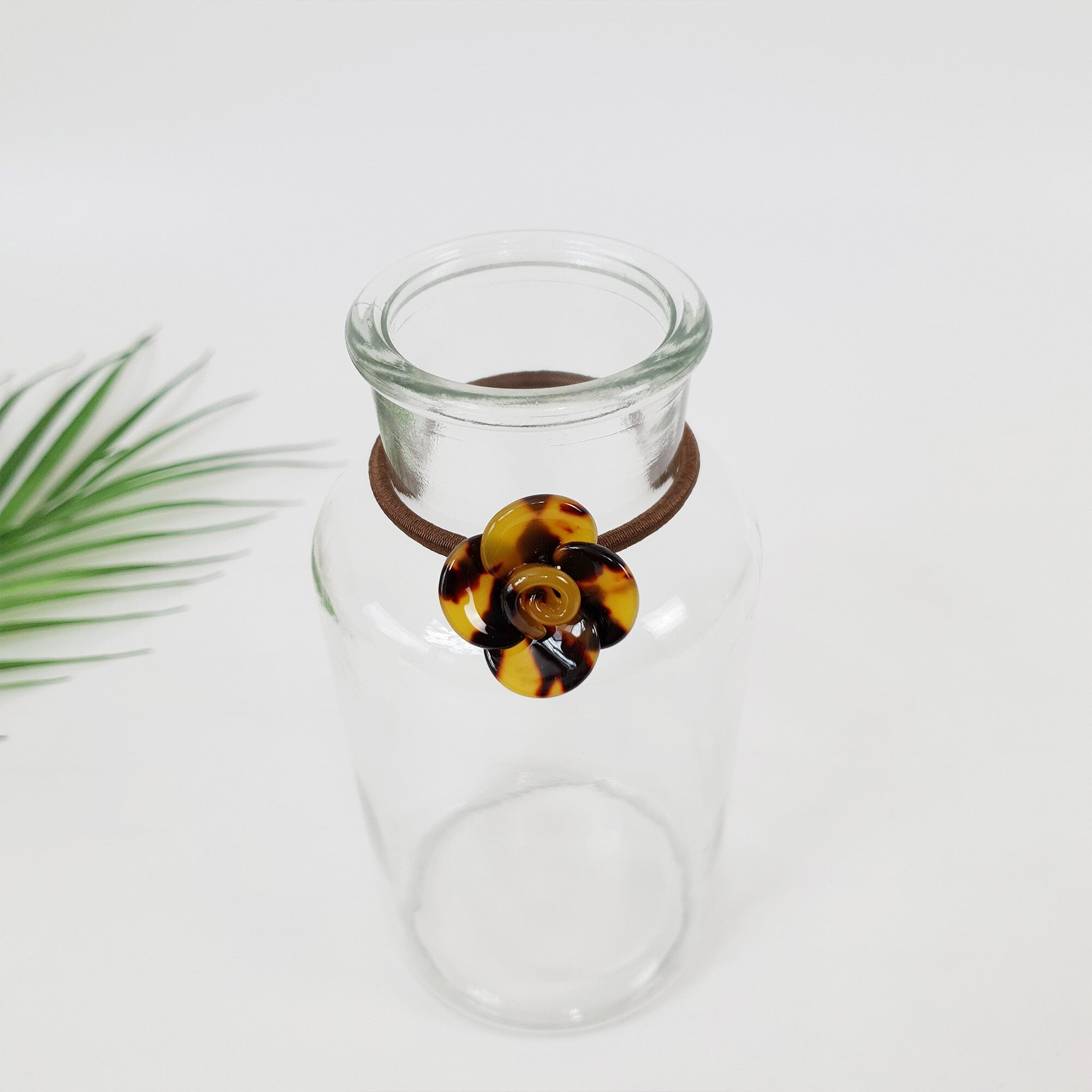 Leopard Marble Flower Hair Tie / Tortoise Shell Small Ponytail Holder / Hair Accessory for Woman / French Hair Pin