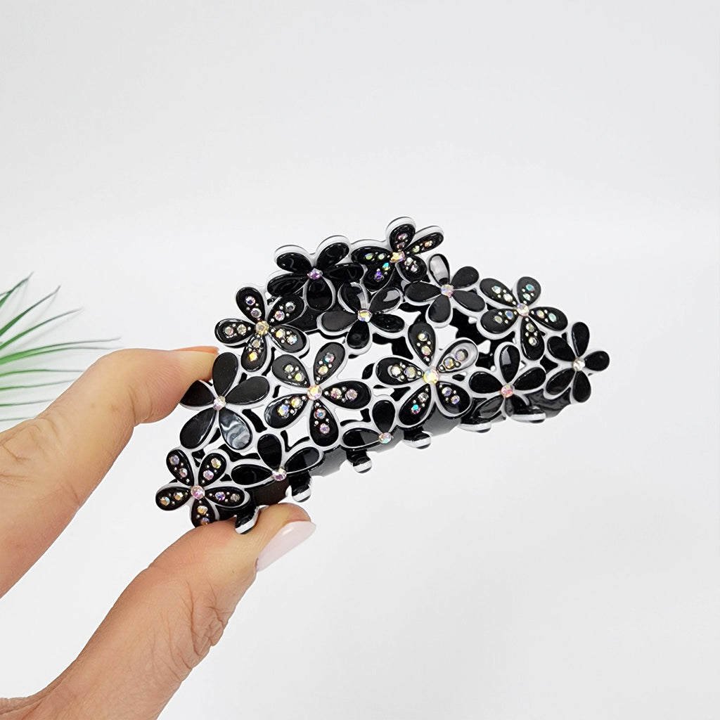 Pastel Color Glittering Blossom Large Hair Clip / Luxurious Grand French Hair Pin / Flower Hair Clip for Woman