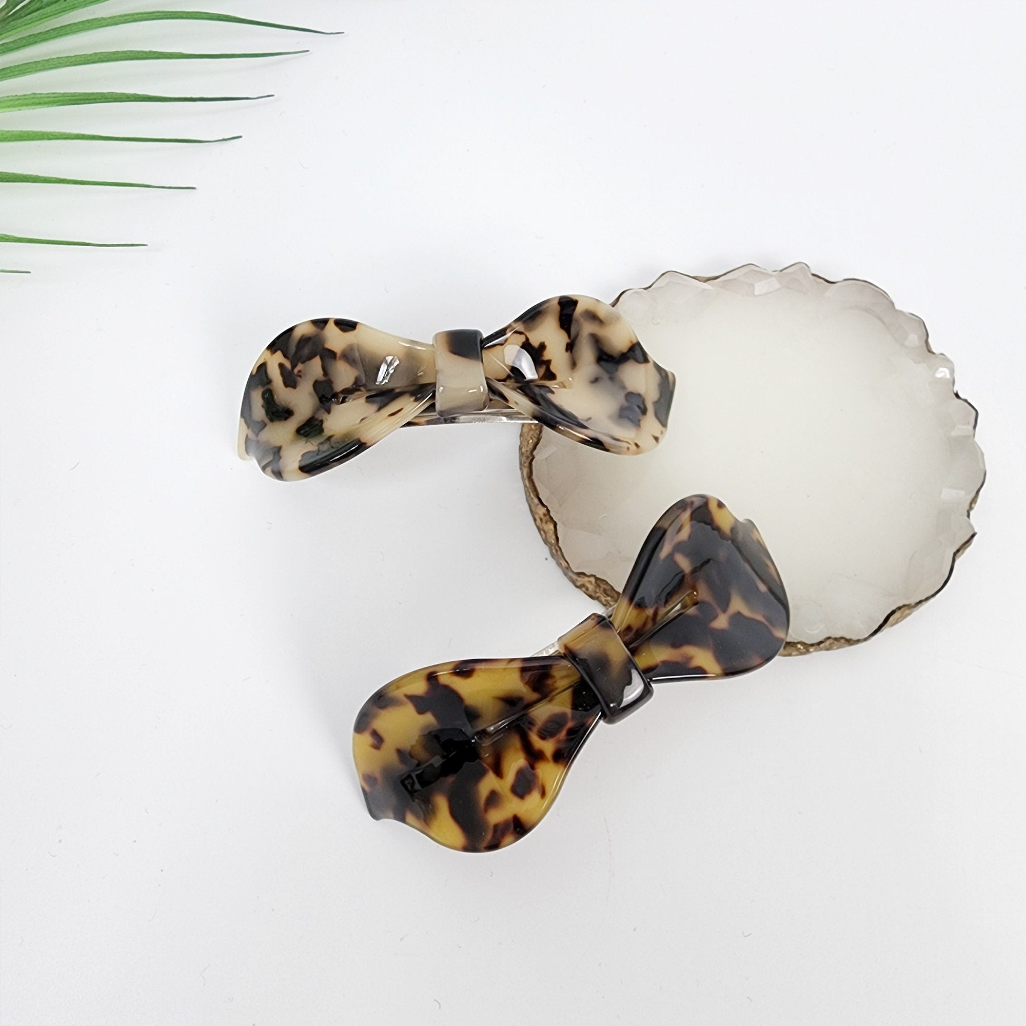 Leopard Lip Shape Hair Barrette (3.7 Inch) / Tortoise Shell French Hair Pin / Hair Accessory for Woman / Automatic Hair Clip