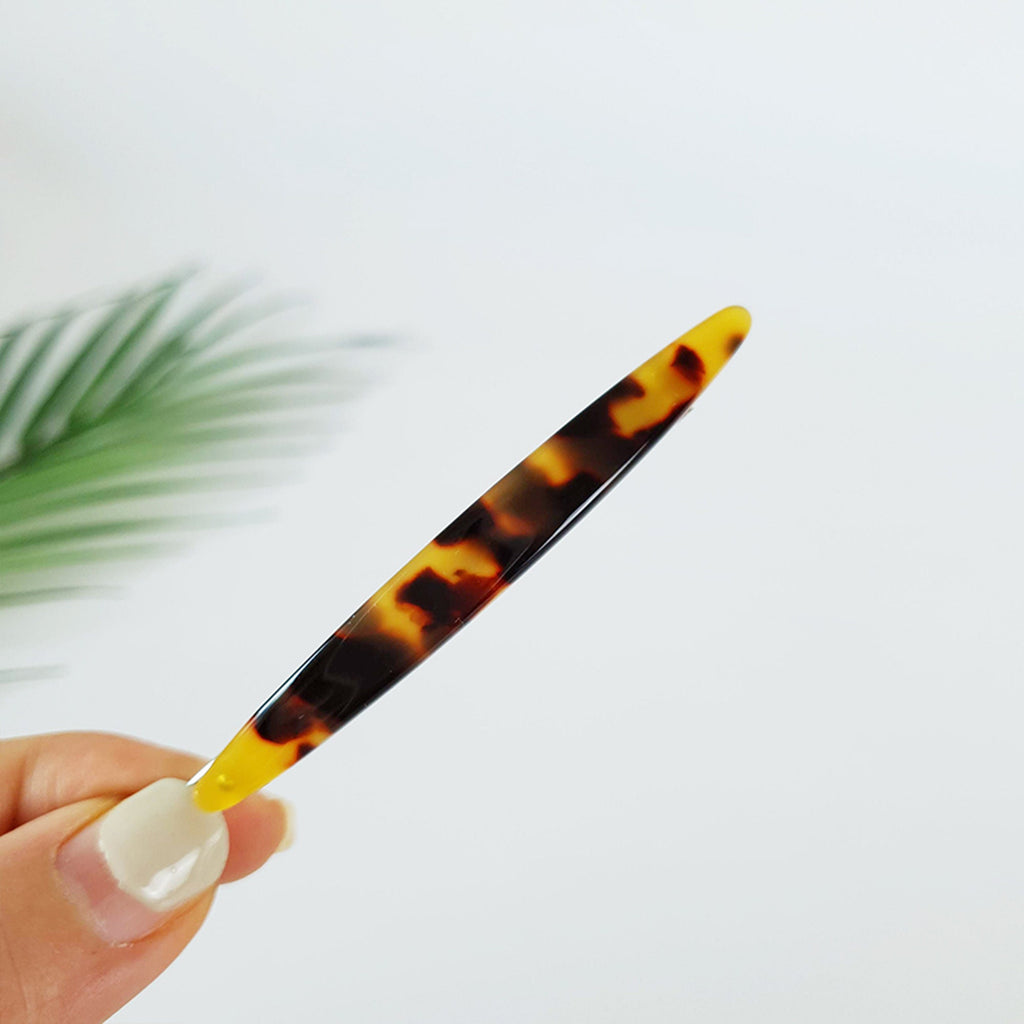 Leopard Marble Long Oval Bobby Pin (3.0 Inch) / Tortoise Shell French Hair Pin Clip / Hair Accessory for Woman / Bow Barrette