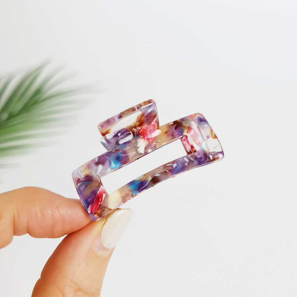 Leopard Square Small Hair Claw Clip / Tortoise Shell Mini French Pin / Hair Barrette for Woman / Mini Hair Clips