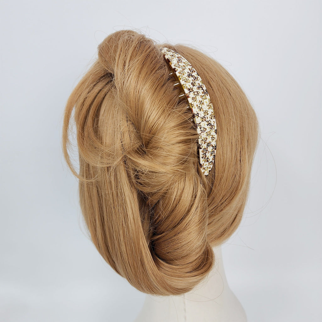 Leopard Black Wide Cubic Stone Non-slip Hair Comb Pin / Luxurious French Hair Pin / Hair Stick for Woman