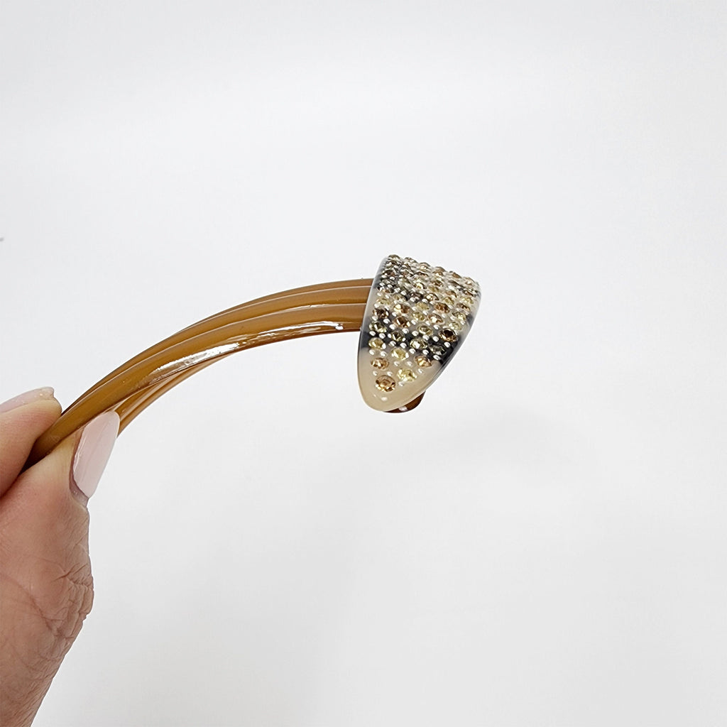 Leopard Black Wide Cubic Stone Non-slip Hair Comb Pin / Luxurious French Hair Pin / Hair Stick for Woman