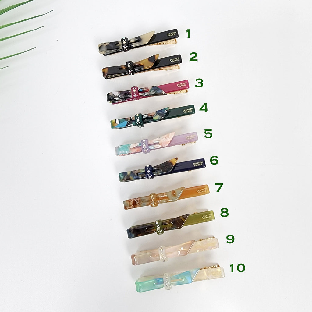Cubic Point Mini Ribbon Hair Clip (2.6 Inch) / Small French Hair Pin / Alligator Clip for Woman