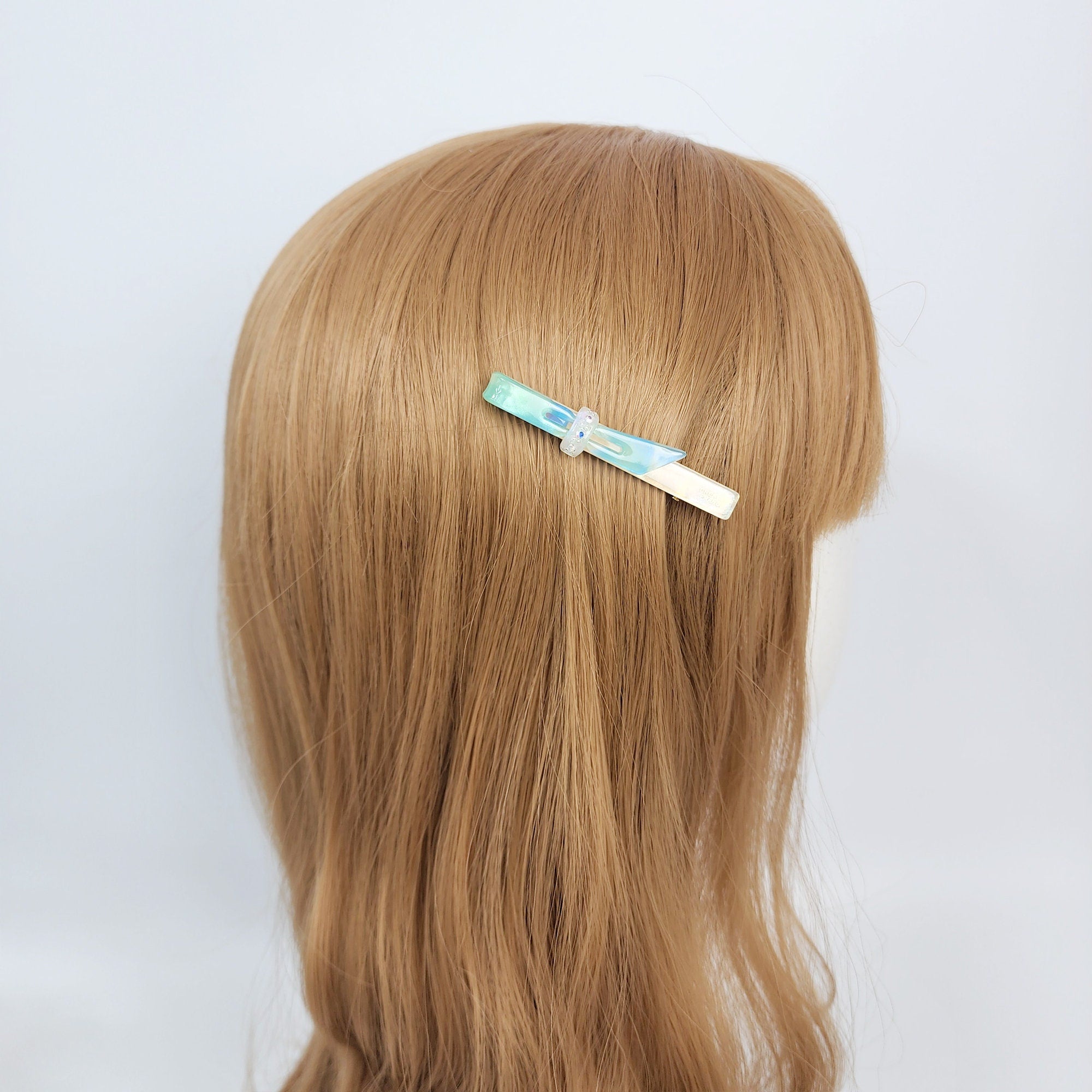 Cubic Point Mini Ribbon Hair Clip (2.6 Inch) / Small French Hair Pin / Alligator Clip for Woman