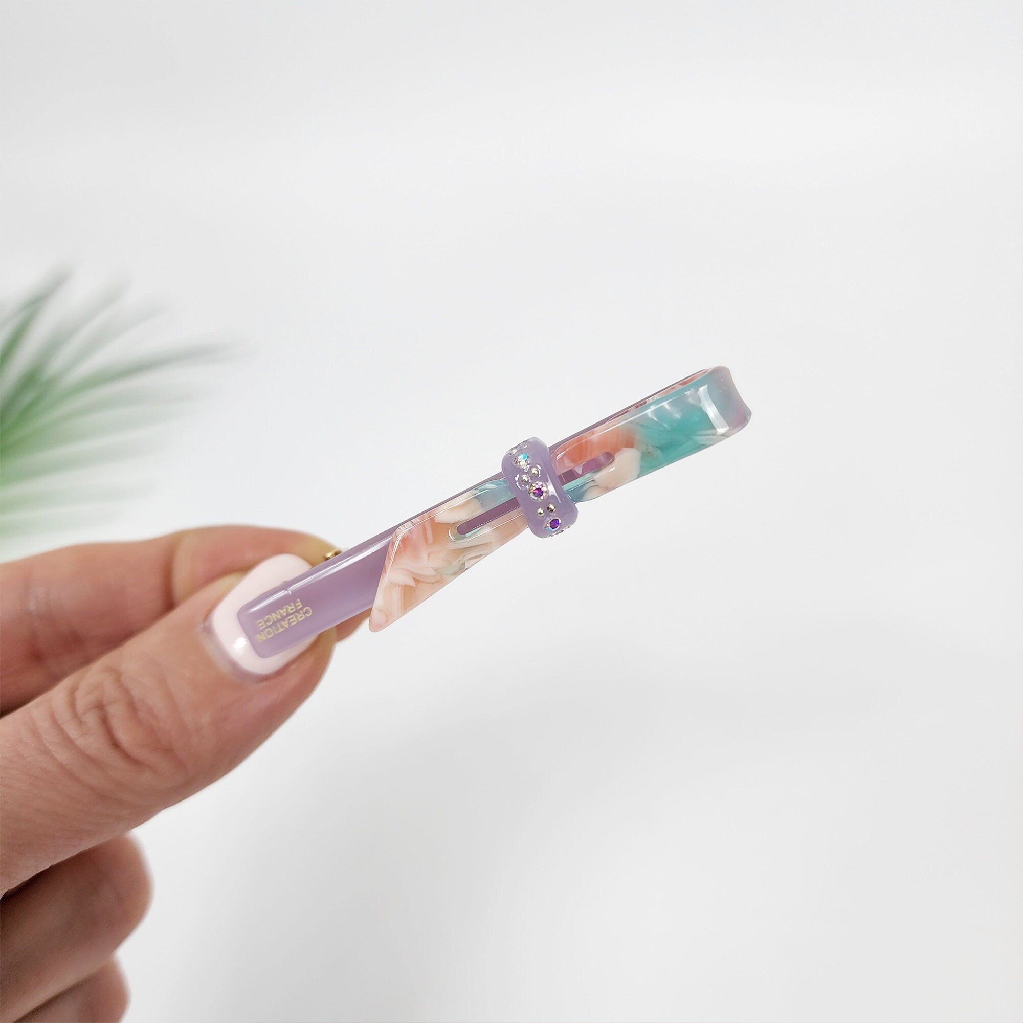 Cubic Point Mini Ribbon Hair Clip (2.6 Inch) / Small French Hair Pin / Alligator Clip for Woman