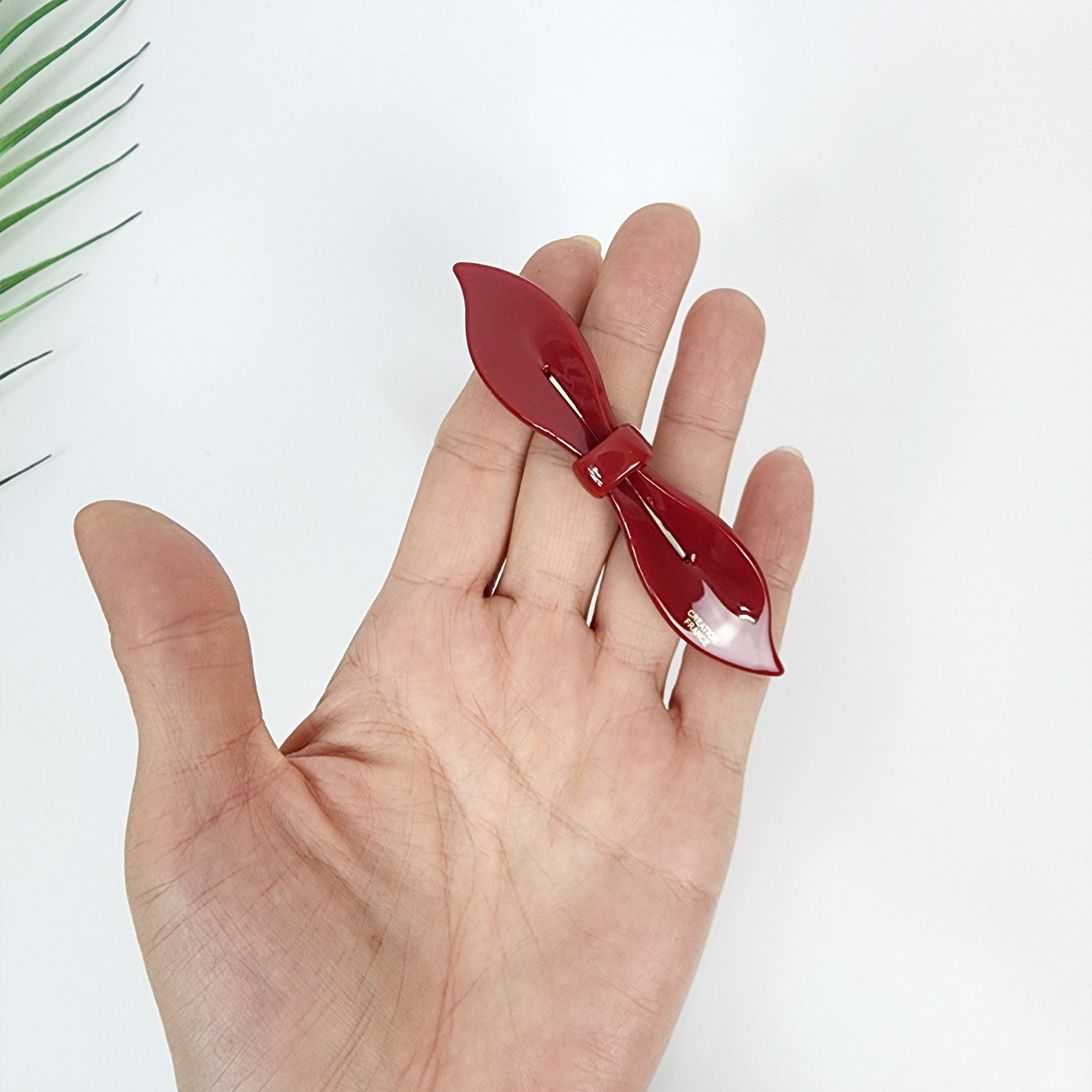 Pure Color Lip Shape Ribbon Hair Barrette (3.5 Inch) / Tortoise Shell French Hair Pin / Hair Accessory for Woman / Automatic Hair Clip
