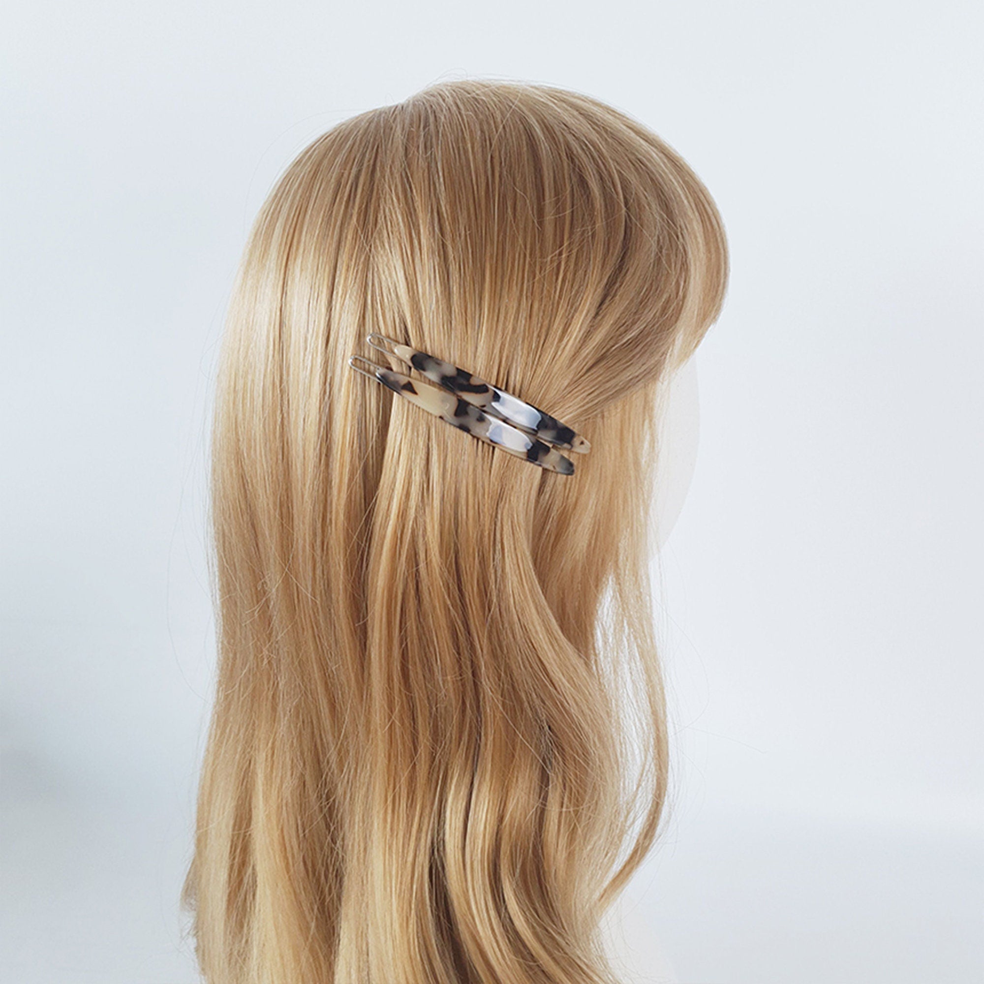 Leopard Marble Long Oval Bobby Pin (3.0 Inch) / Tortoise Shell French Hair Pin Clip / Hair Accessory for Woman / Bow Barrette