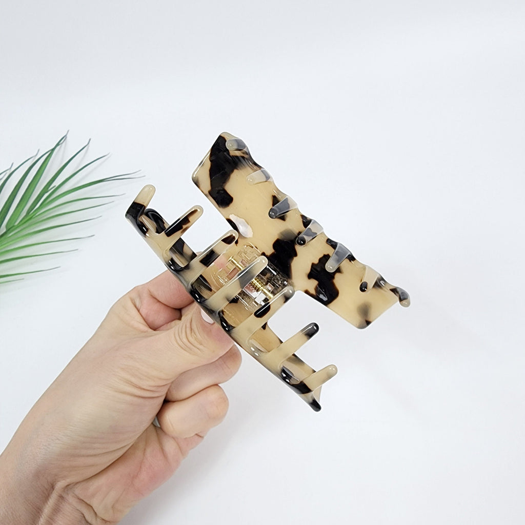 Leopard Marble Flat Hair Clip (3.3 Inch) / Tortoise Shell French Hair Pin / Hair Barrette for Woman