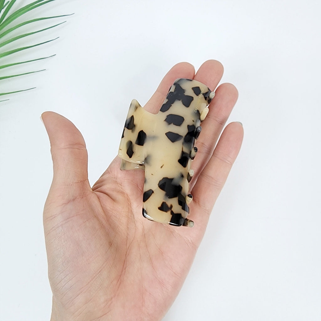 Leopard Marble Flat Hair Clip (3.3 Inch) / Tortoise Shell French Hair Pin / Hair Barrette for Woman