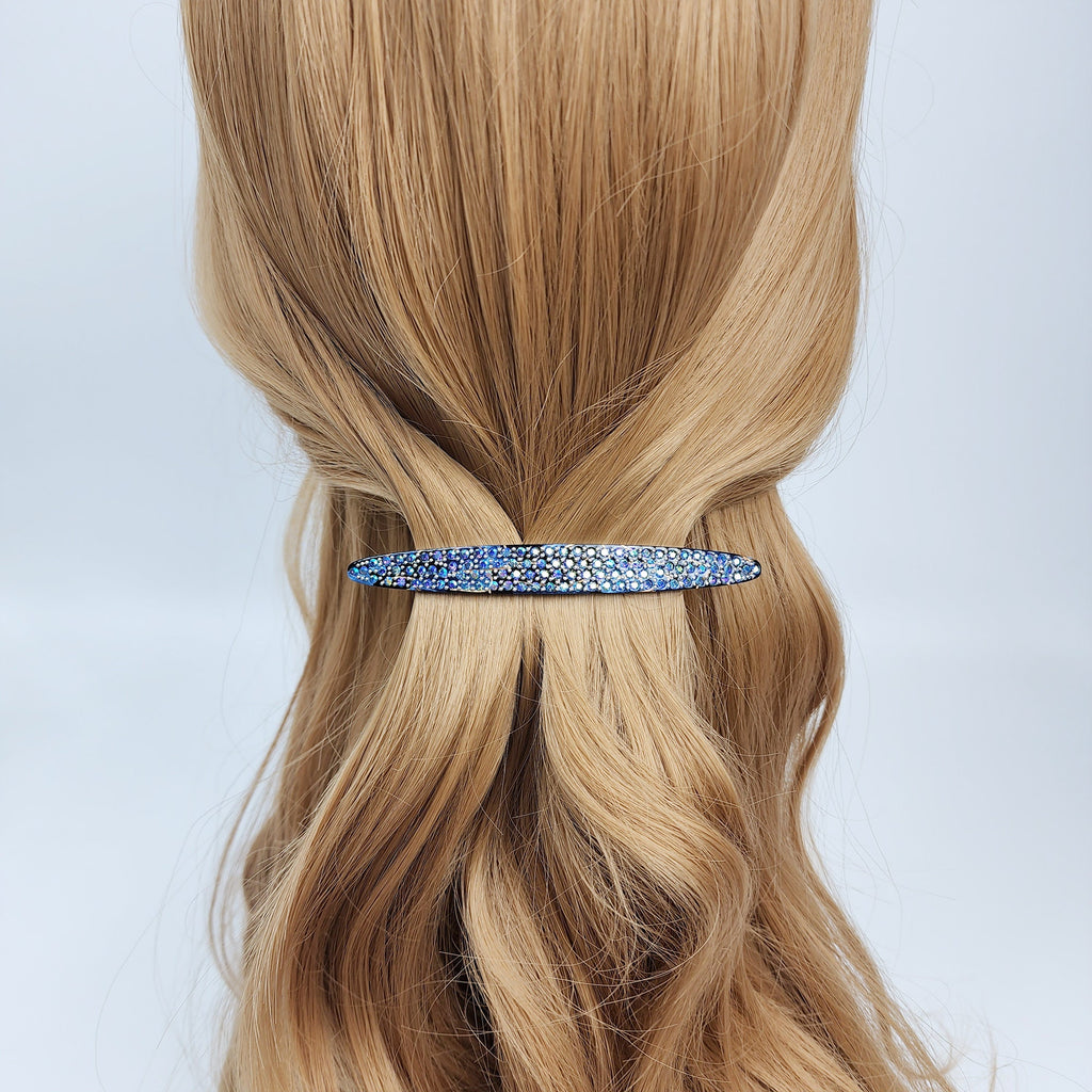 Black Cubic Long Oval Hair Barrette (4.0 Inch) / Tortoise Shell French Hair Pin / Hair Accessory for Woman / Automatic Hair Clip
