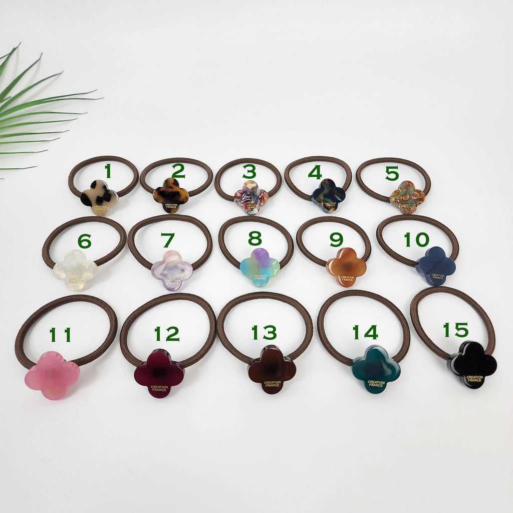 Leopard Marble Lovely Clover Hair Tie / Cute Ponytail Holder / Hair Accessory for Woman / French Hair Pin / Hair Scrunchy