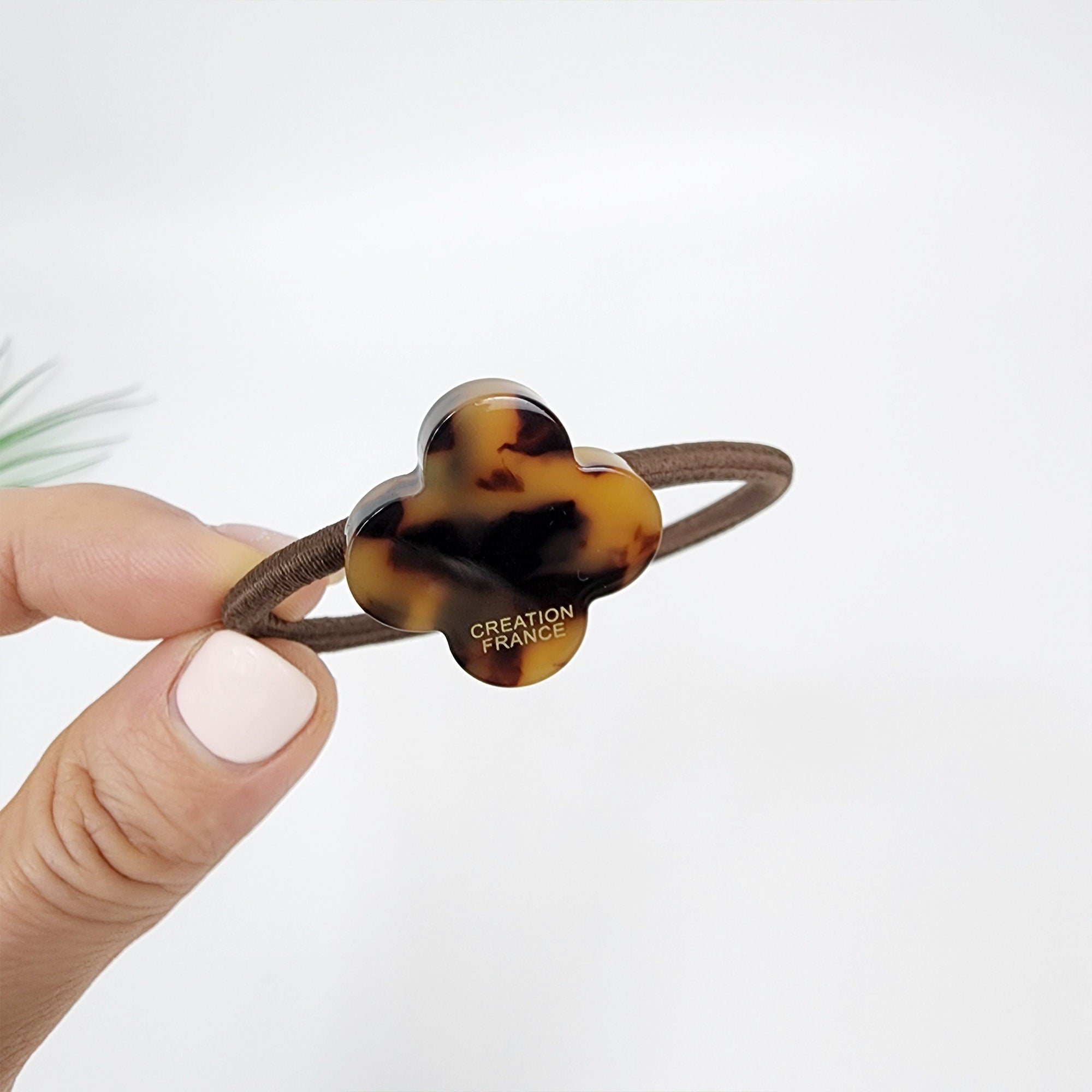 Leopard Marble Lovely Clover Hair Tie / Cute Ponytail Holder / Hair Accessory for Woman / French Hair Pin / Hair Scrunchy