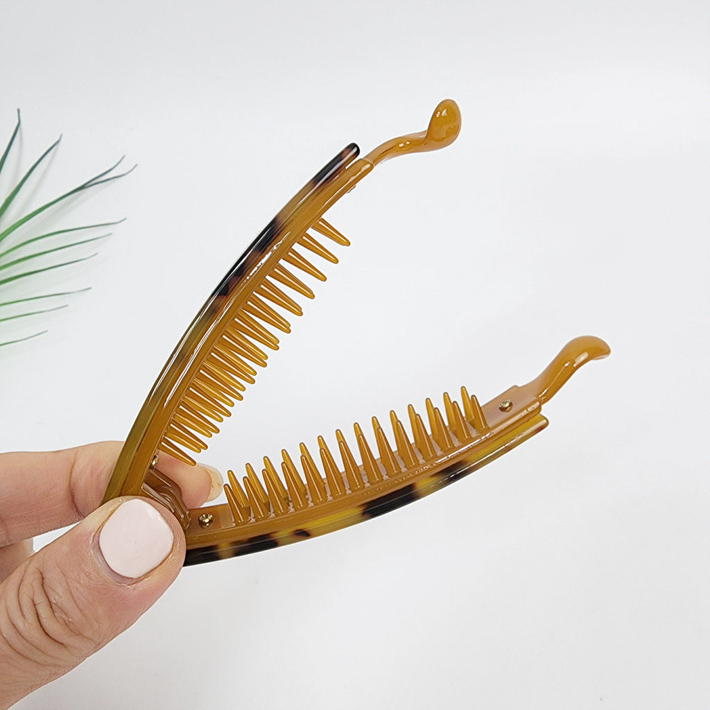 Leopard Long Square Banana Claw Clip / Simple French Hair Pin / Hair Comb Barrette for Woman