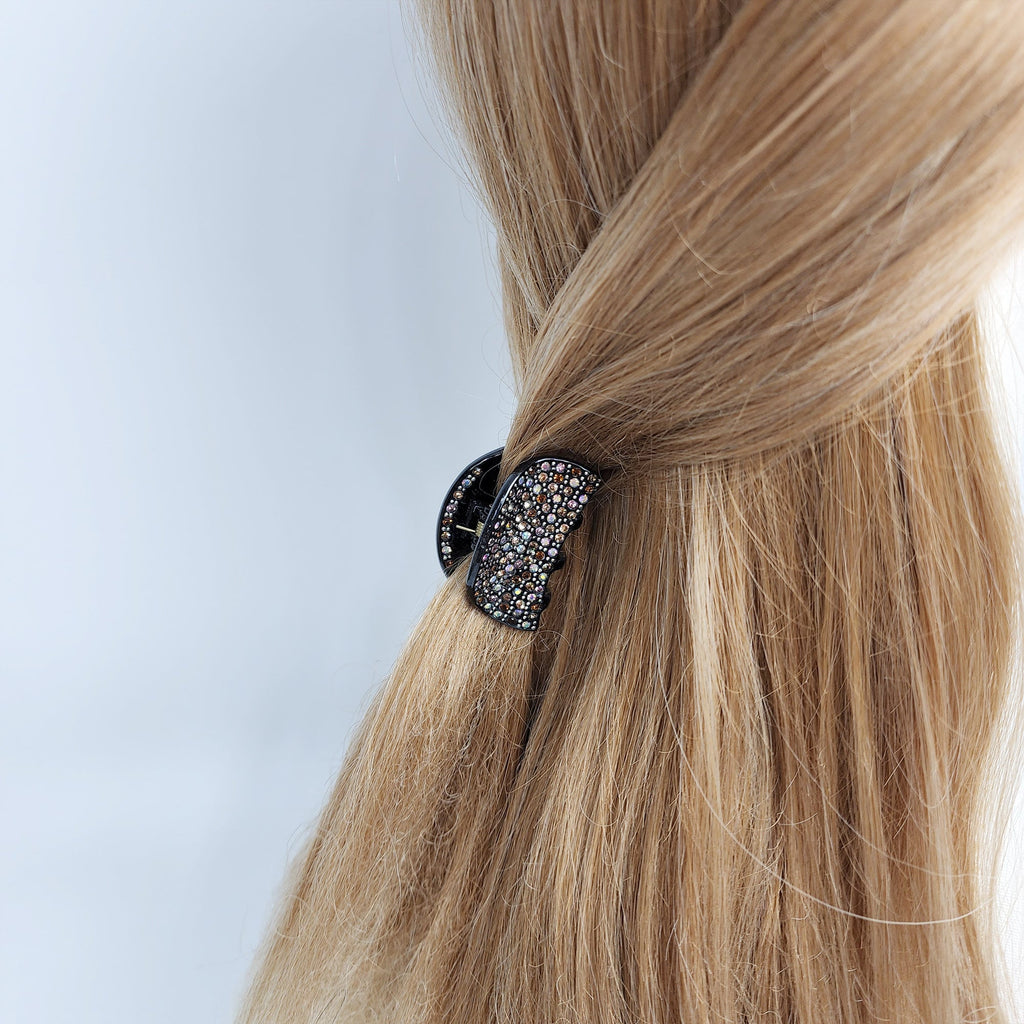 Half Moon Small Hair Clips with Cubic / Luxurious French Hair Pin / Hair Accessory for Woman / Small French Barrette for Girls