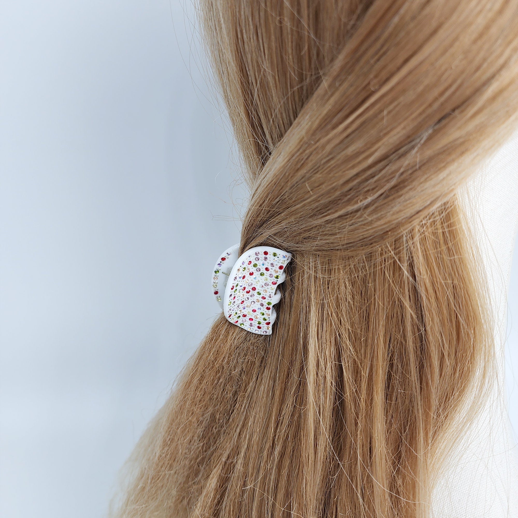 Half Moon Small Hair Clips with Cubic / Luxurious French Hair Pin / Hair Accessory for Woman / Small French Barrette for Girls