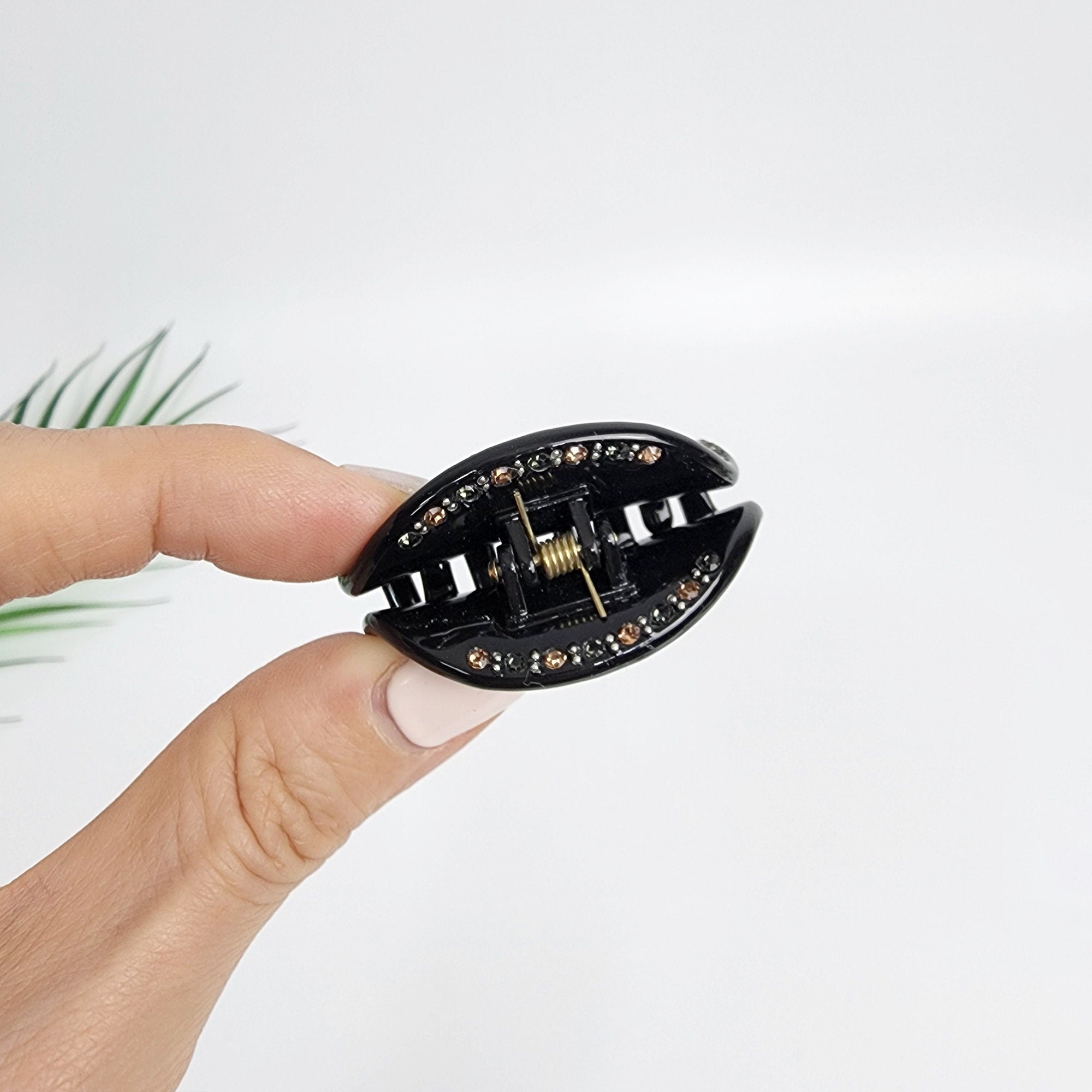 Half Moon Small Hair Clips with Cubic / Luxurious French Hair Pin / Hair Accessory for Woman / Small French Barrette for Girls