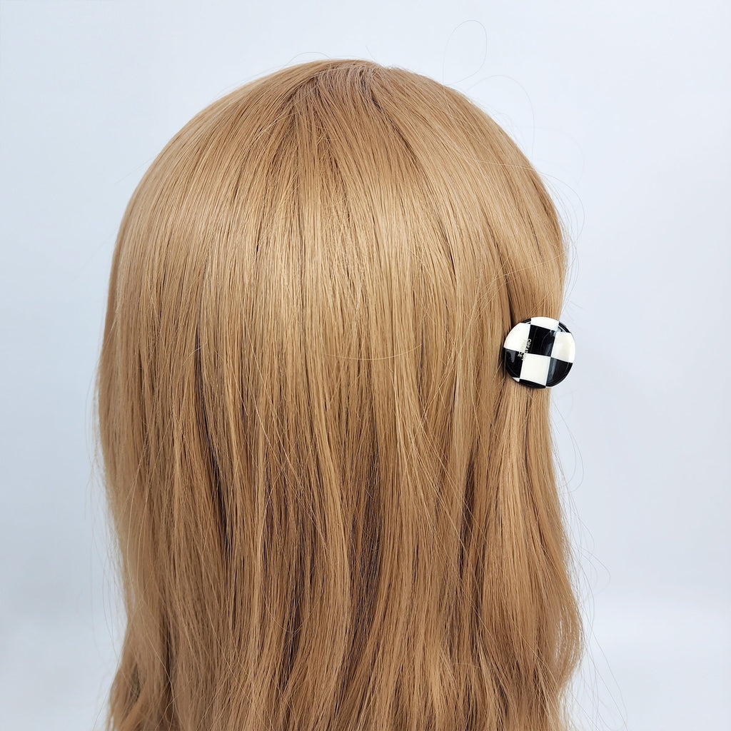 Mini Checker Hair Claw / Cellulose Small French Hair Pin / Hair Accessory for Woman / Metal Hair Pin for Girls