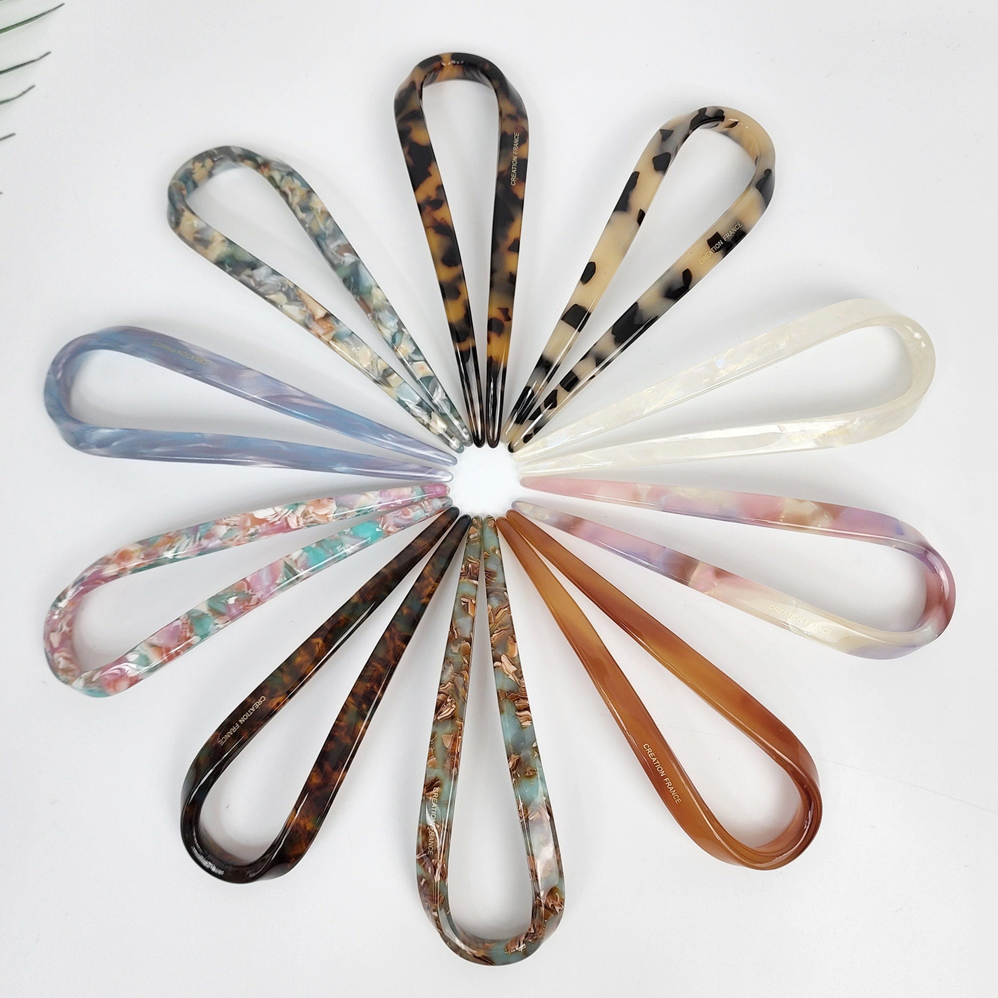 Water Drop U Shape Big Hair Stick / Tortoise Shell French Hair Pin / Hair Fork for Thick Hair