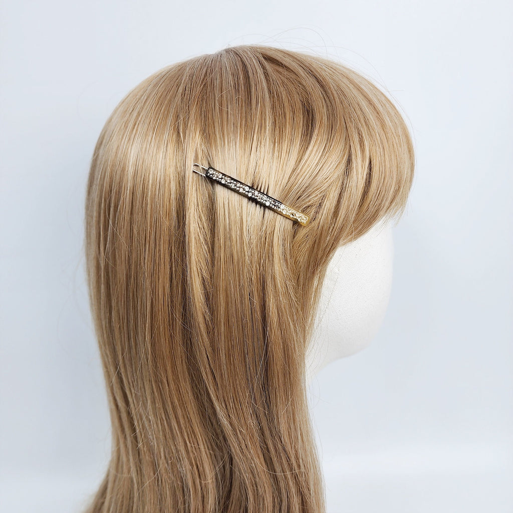 Leopard Black Cubic Mini Bobby Pin with Cubic (2.0 Inch) / Luxurious Small French Hair Pin / Hair Accessory for Woman