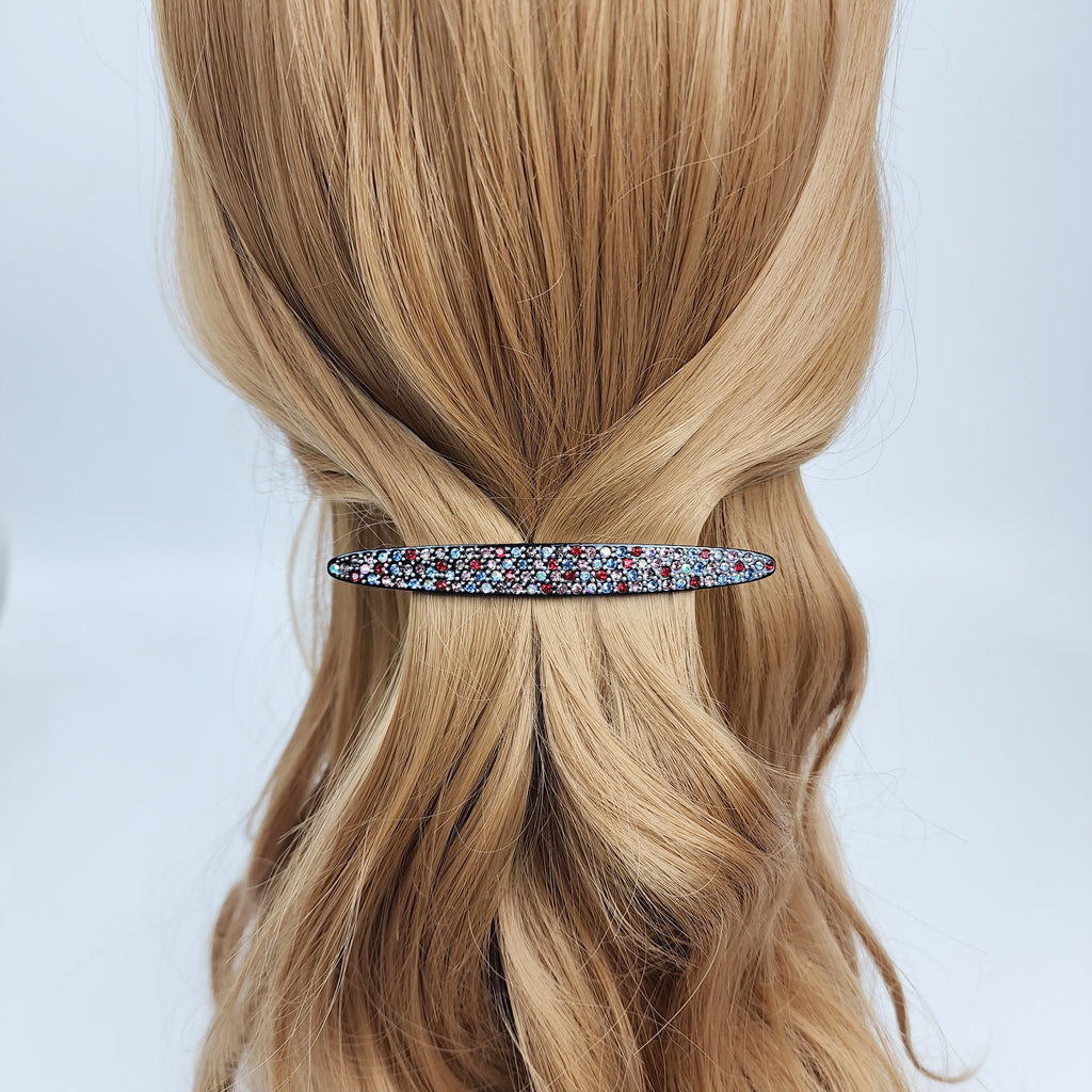 Black Cubic Long Oval Hair Barrette (4.0 Inch) / Tortoise Shell French Hair Pin / Hair Accessory for Woman / Automatic Hair Clip
