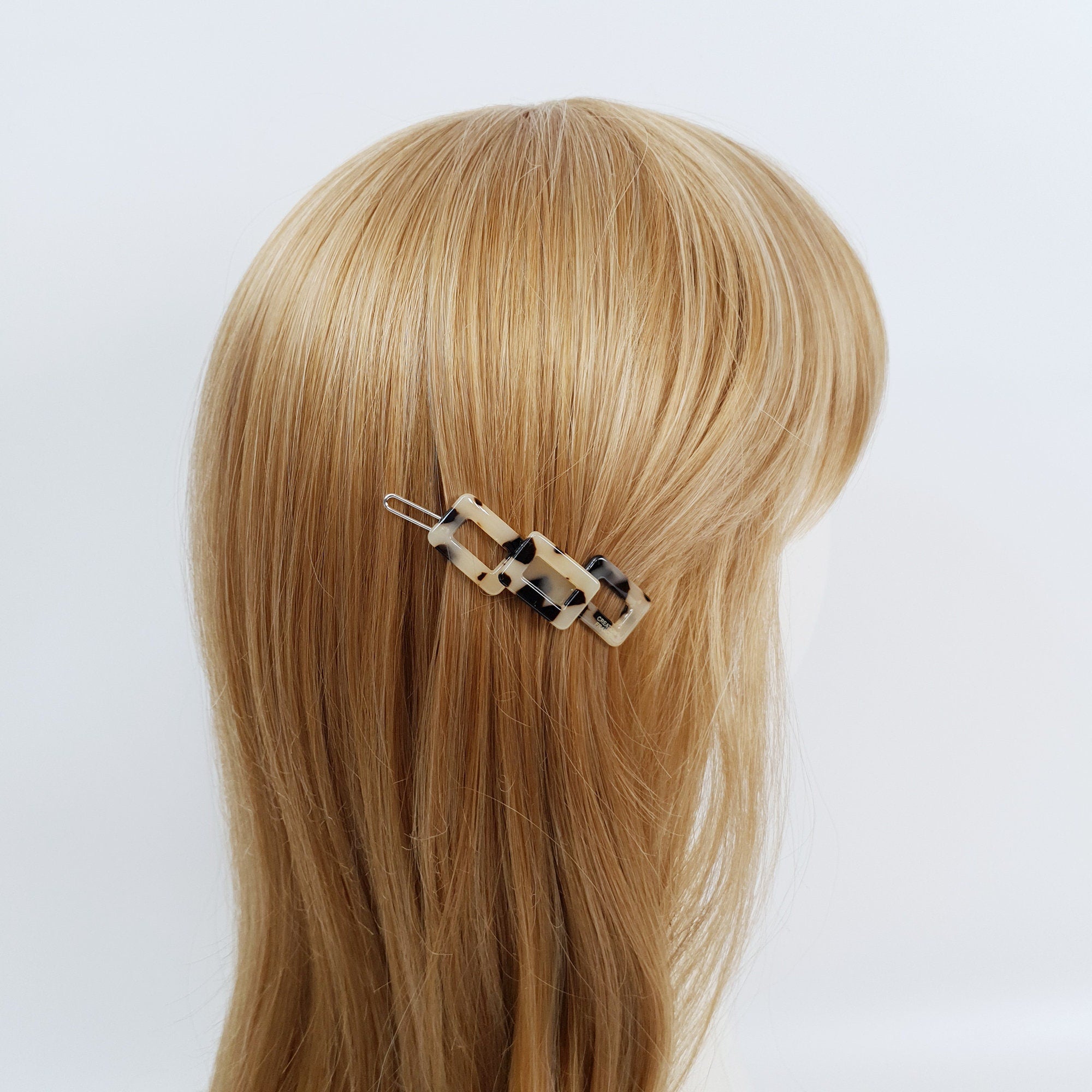 Leopard Aurora Square Chain Bobby Pin (2.4 Inch) / Vintage French Hair Pin / Hair Accessory for Woman / Bow Barrette for Thin Hair