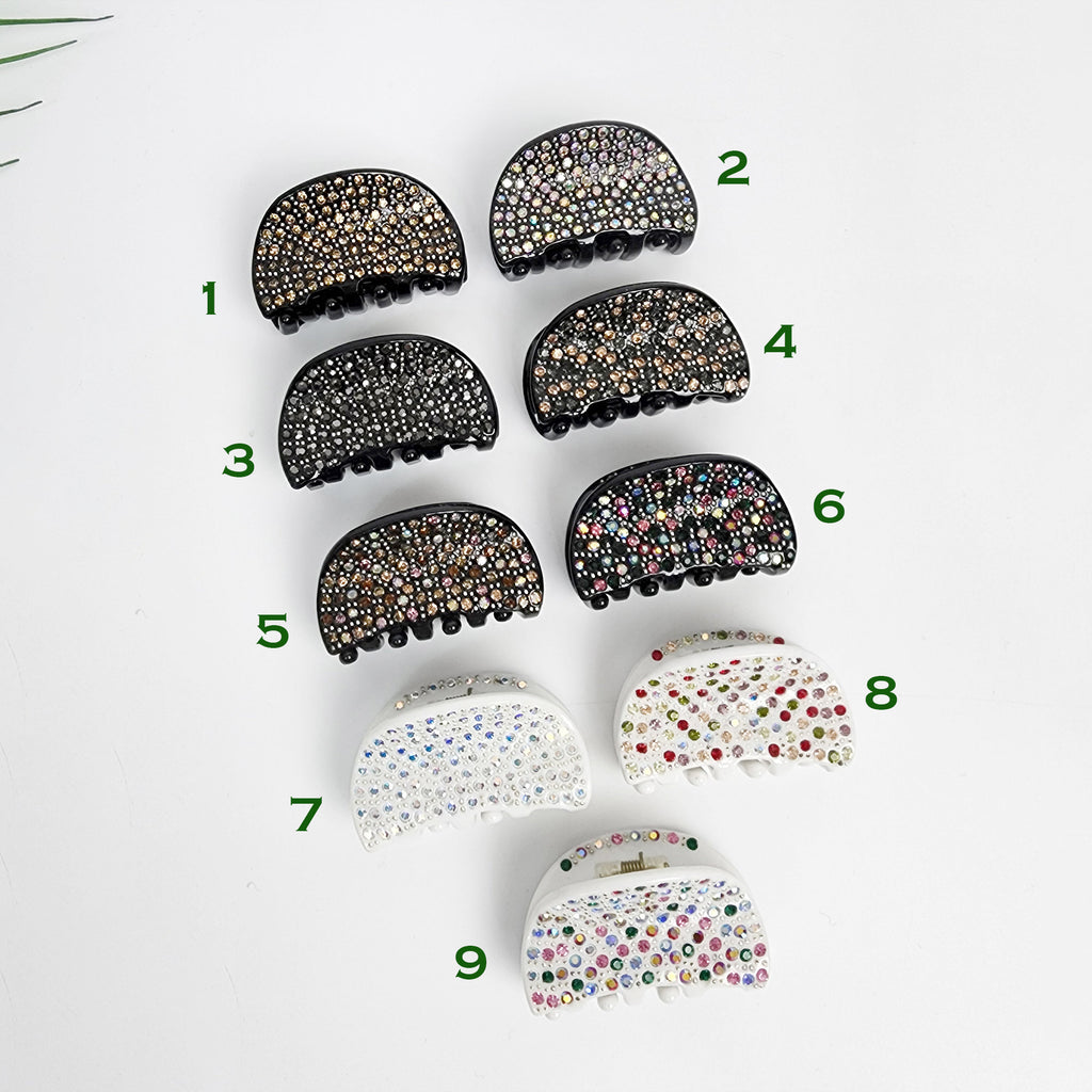 Half Moon Small Hair Clips with Cubic / Luxurious French Hair Pin / Hair Accessory for Woman / Small French Barrette for Girls
