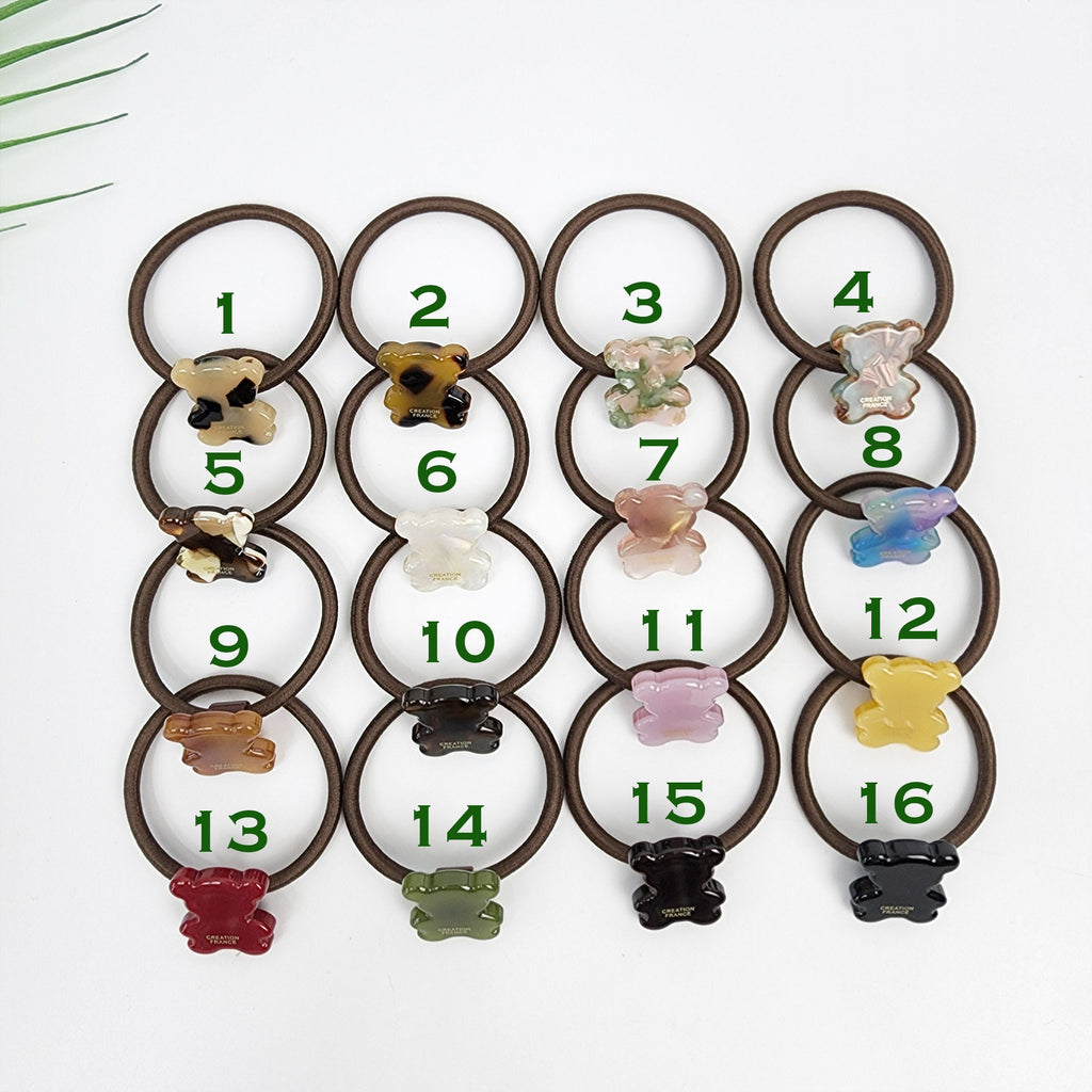 Cute Teddy Bear Mini Hair Tie / Pure Color Simple Ponytail Holder / Hair Accessory for Woman / French Hair Pin