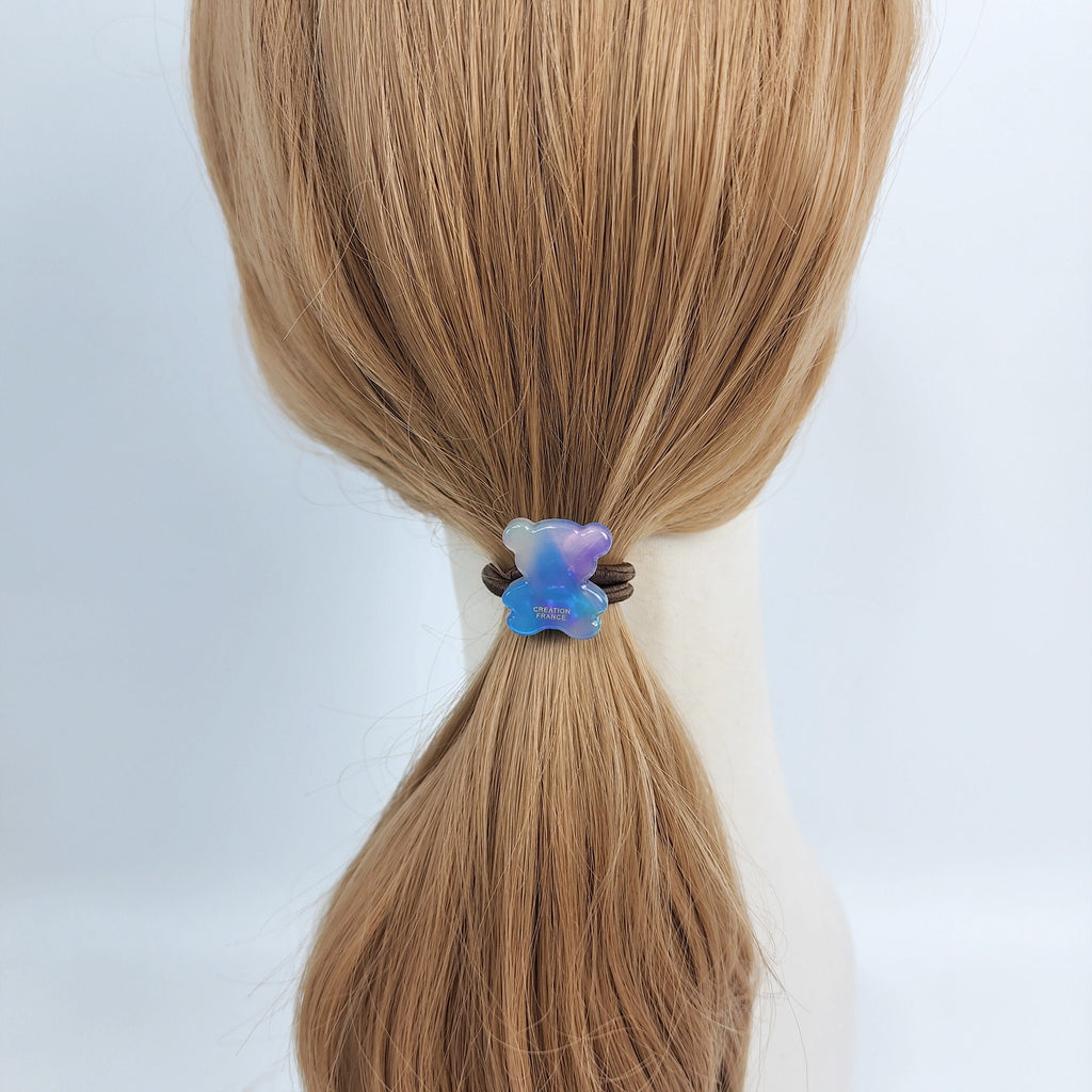 Cute Teddy Bear Mini Hair Tie / Pure Color Simple Ponytail Holder / Hair Accessory for Woman / French Hair Pin