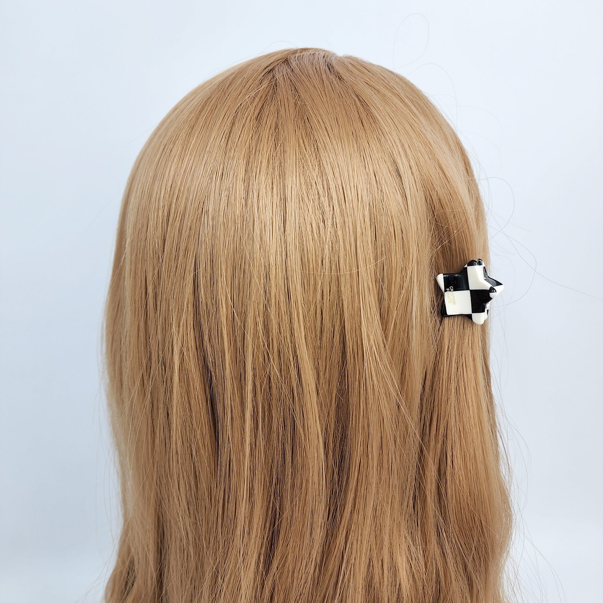 Mini Checker Hair Claw / Cellulose Small French Hair Pin / Hair Accessory for Woman / Metal Hair Pin for Girls