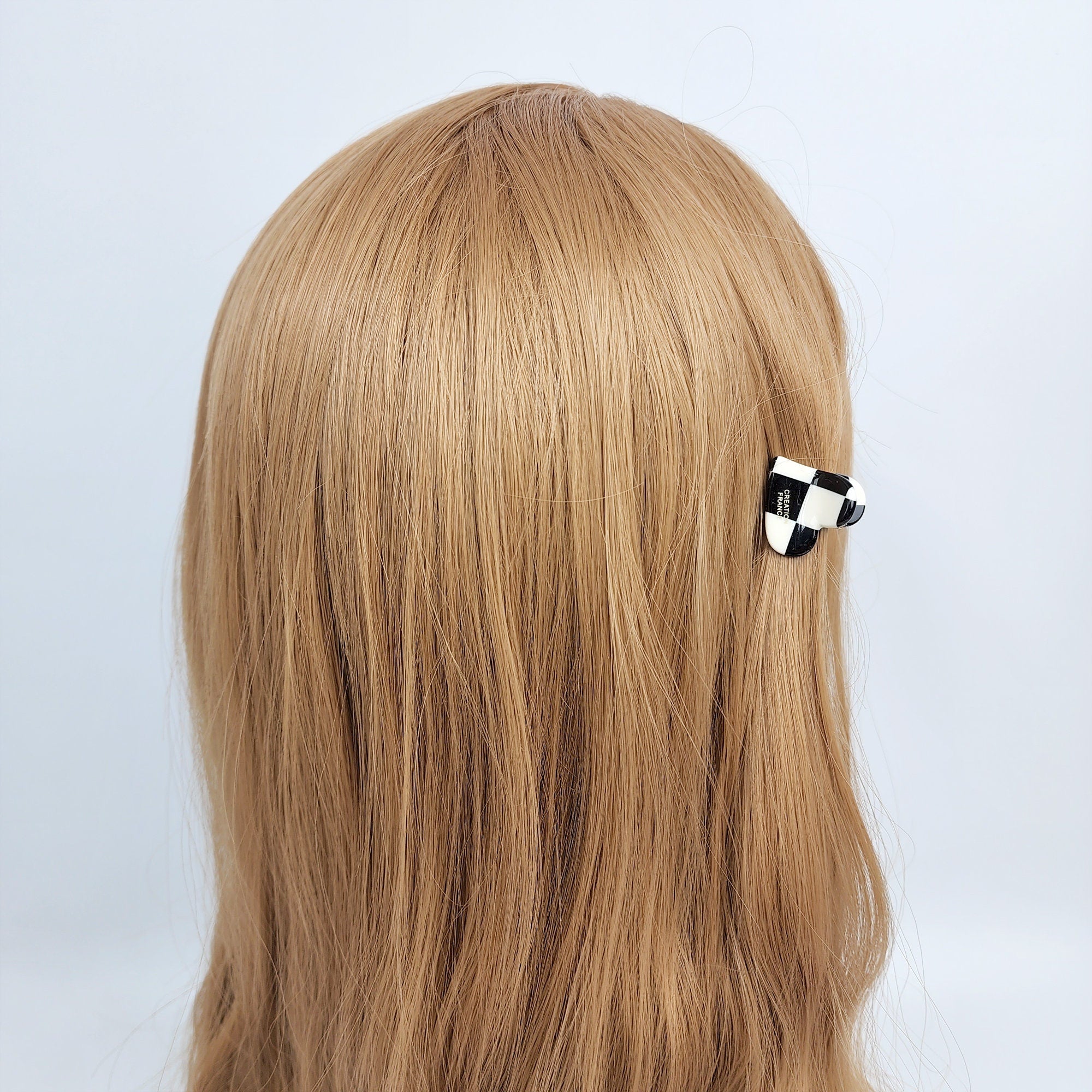 Mini Checker Hair Claw / Cellulose Small French Hair Pin / Hair Accessory for Woman / Metal Hair Pin for Girls