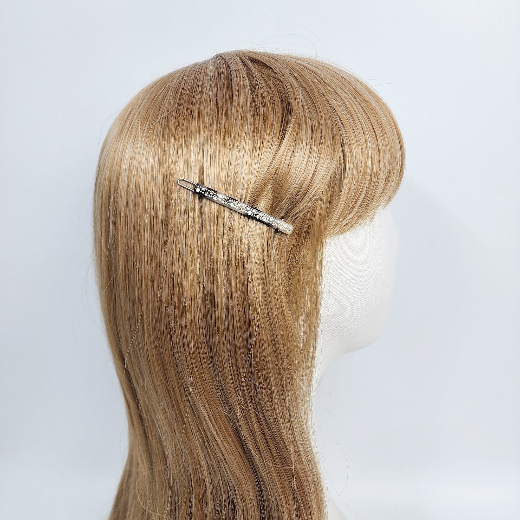 Leopard Black Cubic Mini Bobby Pin with Cubic (2.0 Inch) / Luxurious Small French Hair Pin / Hair Accessory for Woman