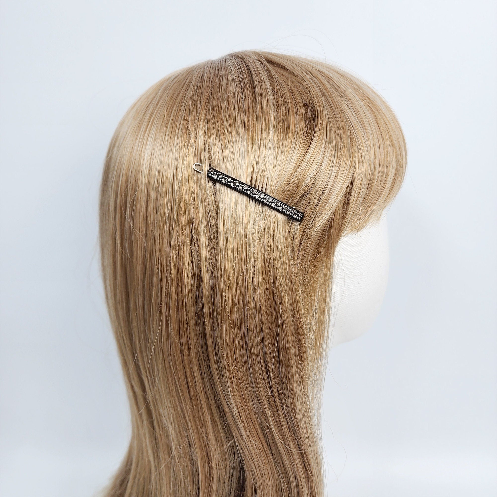 Leopard Black Cubic Mini Bobby Pin with Cubic (2.0 Inch) / Luxurious Small French Hair Pin / Hair Accessory for Woman