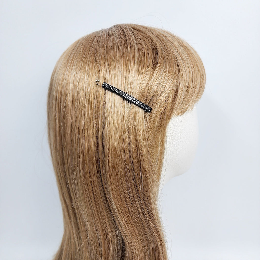 Leopard Black Cubic Mini Bobby Pin with Cubic (2.0 Inch) / Luxurious Small French Hair Pin / Hair Accessory for Woman