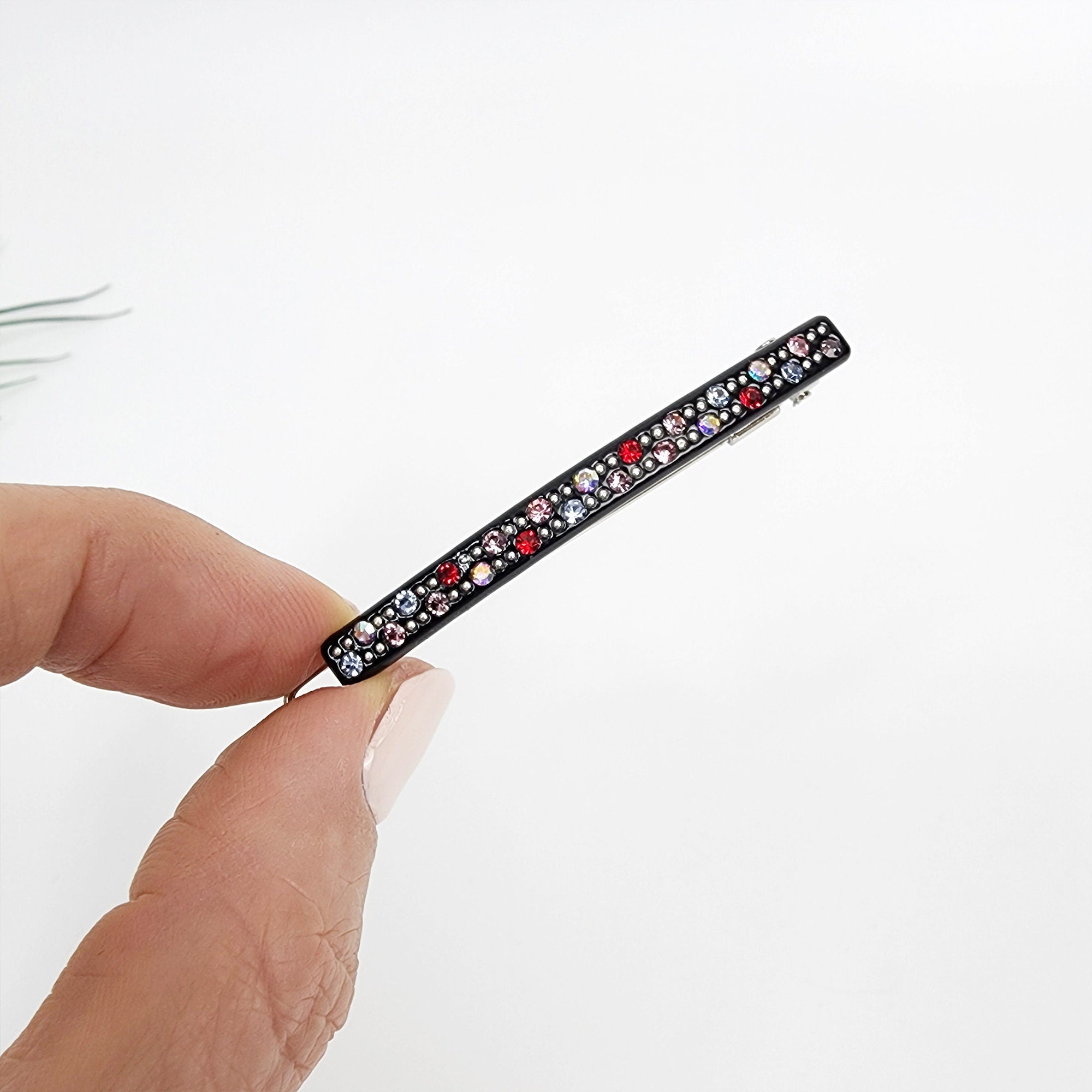 Leopard Black Cubic Mini Bobby Pin with Cubic (2.0 Inch) / Luxurious Small French Hair Pin / Hair Accessory for Woman