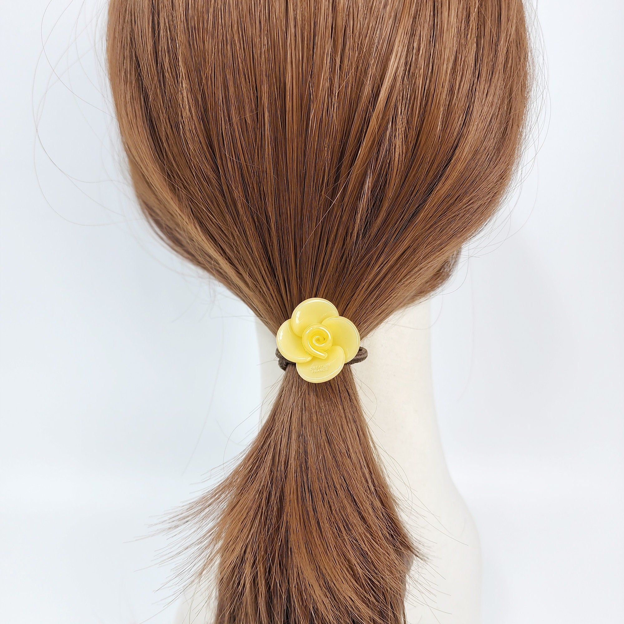 Vivid Color Flower Hair Tie / Simple Cute Ponytail Holder / Hair Accessory for Woman / French Hair Tie / Flower Hair Tie