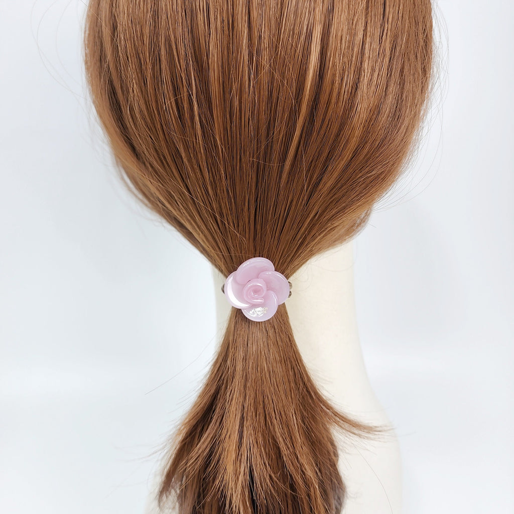 Leopard Marble Flower Hair Tie / Tortoise Shell Small Ponytail Holder / Hair Accessory for Woman / French Hair Pin