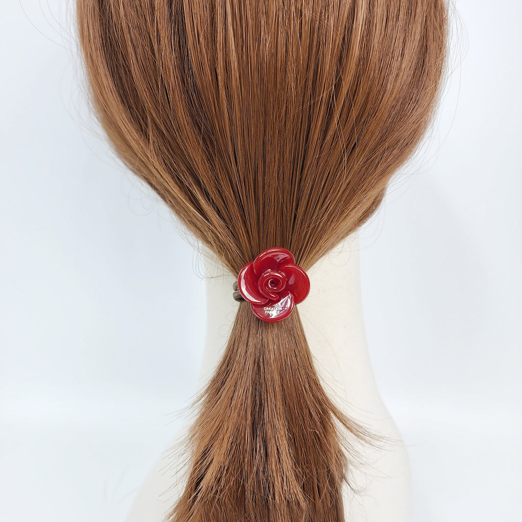 Leopard Marble Flower Hair Tie / Tortoise Shell Small Ponytail Holder / Hair Accessory for Woman / French Hair Pin