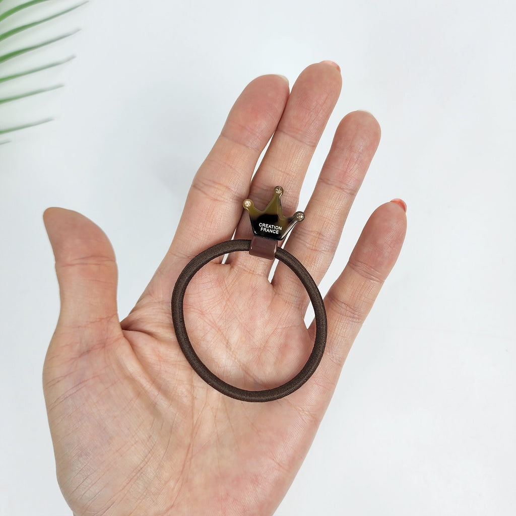 Leopard Marble Mini Crown Hair Tie with Cubic / Pure Color Simple Ponytail Holder / Hair Accessory for Woman / French Hair Pin