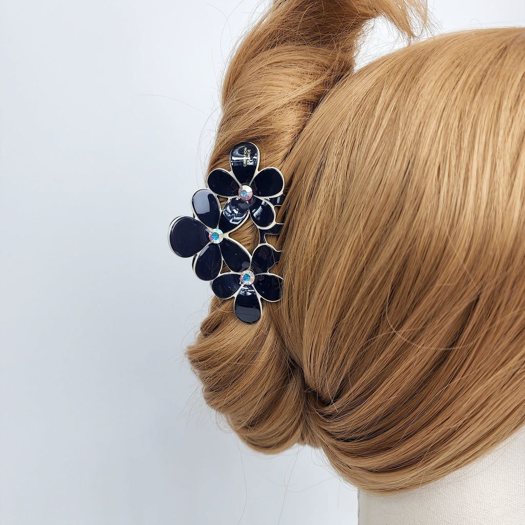 Pastel Color Triple Flower Hair Claw Clip (3.0 Inch) / Luxurious French Hair Pin / Hair Accessory for Woman