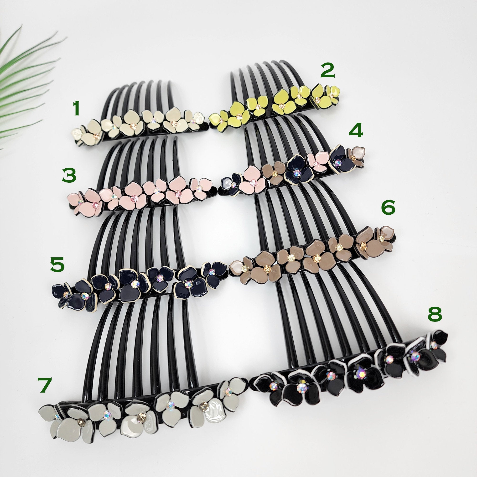 Long Leg Non-slip Hair Comb Pin with Cubic Stone (4.3 Inch) / Flower Hair Pin / Luxurious French Hair Pin / Hair Fork for Woman