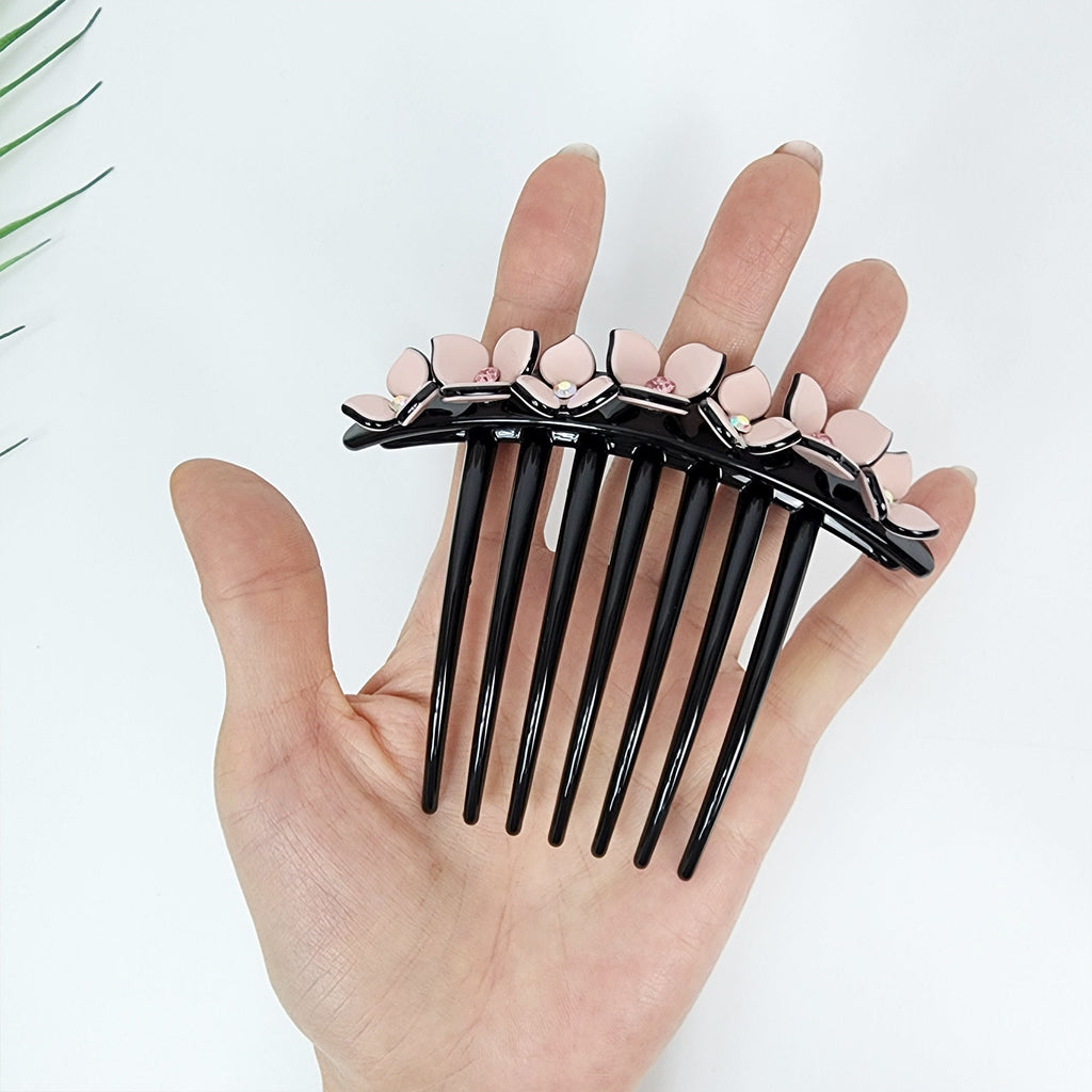 Long Leg Non-slip Hair Comb Pin with Cubic Stone (4.3 Inch) / Flower Hair Pin / Luxurious French Hair Pin / Hair Fork for Woman