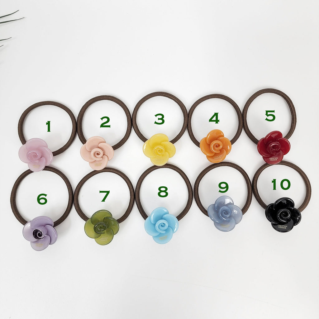 Vivid Color Flower Hair Tie / Simple Cute Ponytail Holder / Hair Accessory for Woman / French Hair Tie / Flower Hair Tie